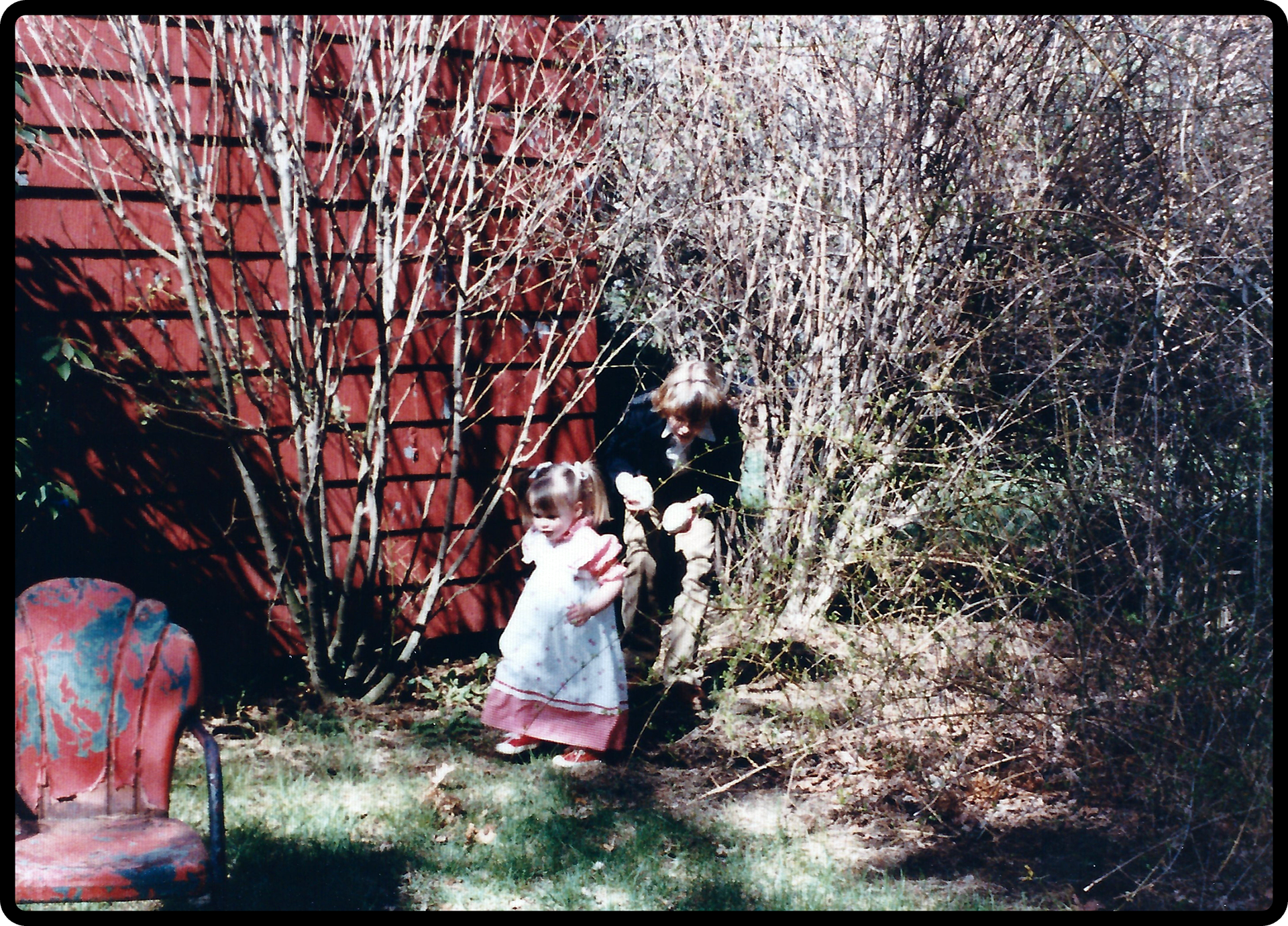In the backyard with Gregory and Colleen