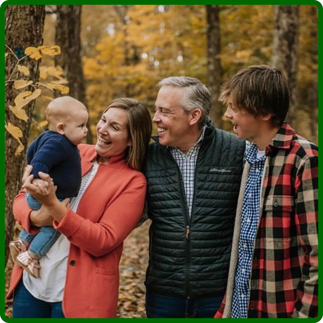 Greg with wife Sam, son Colin, and daughter Willa