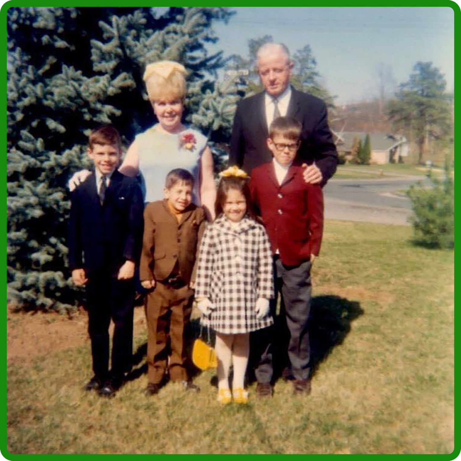 Geoff, Grandma, Tim, Jane, Grandpa, and Donald