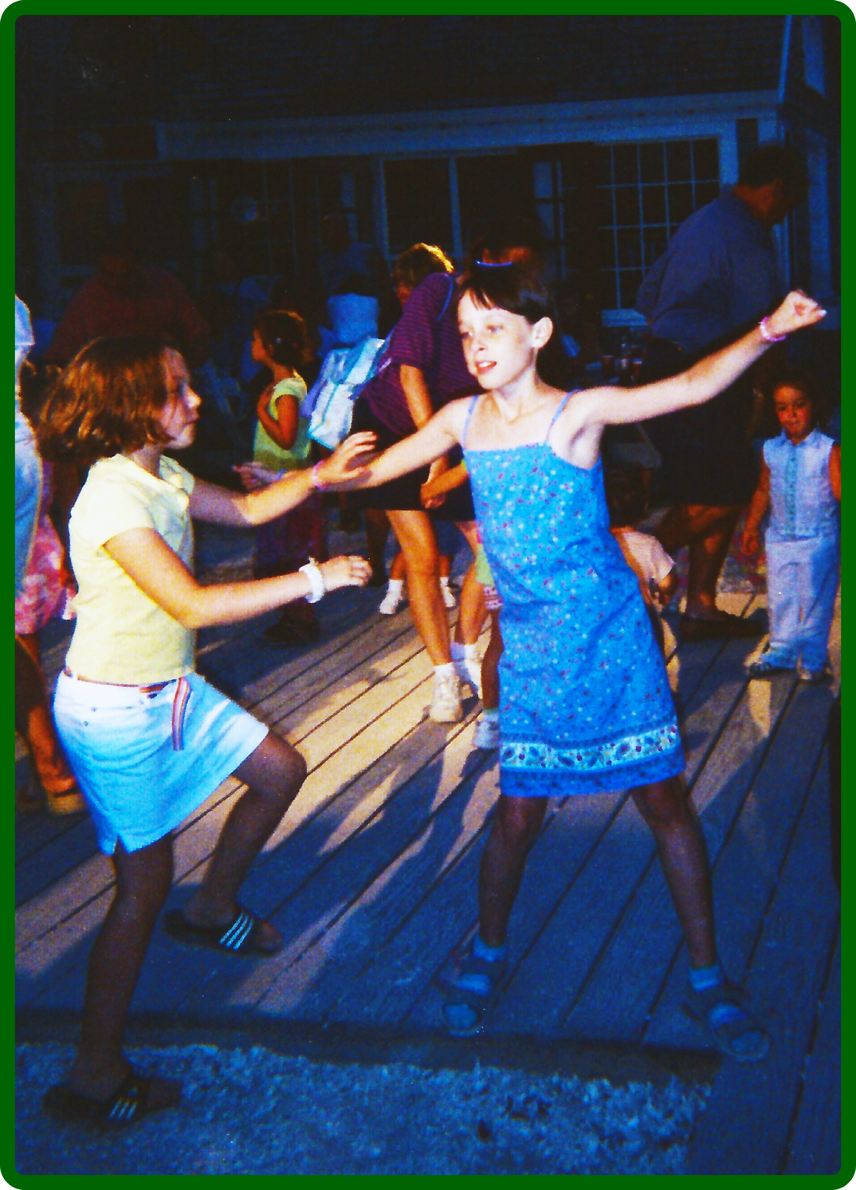 Tricia and Caroline Dancing at the Popponessett Market Place in 2002 💃