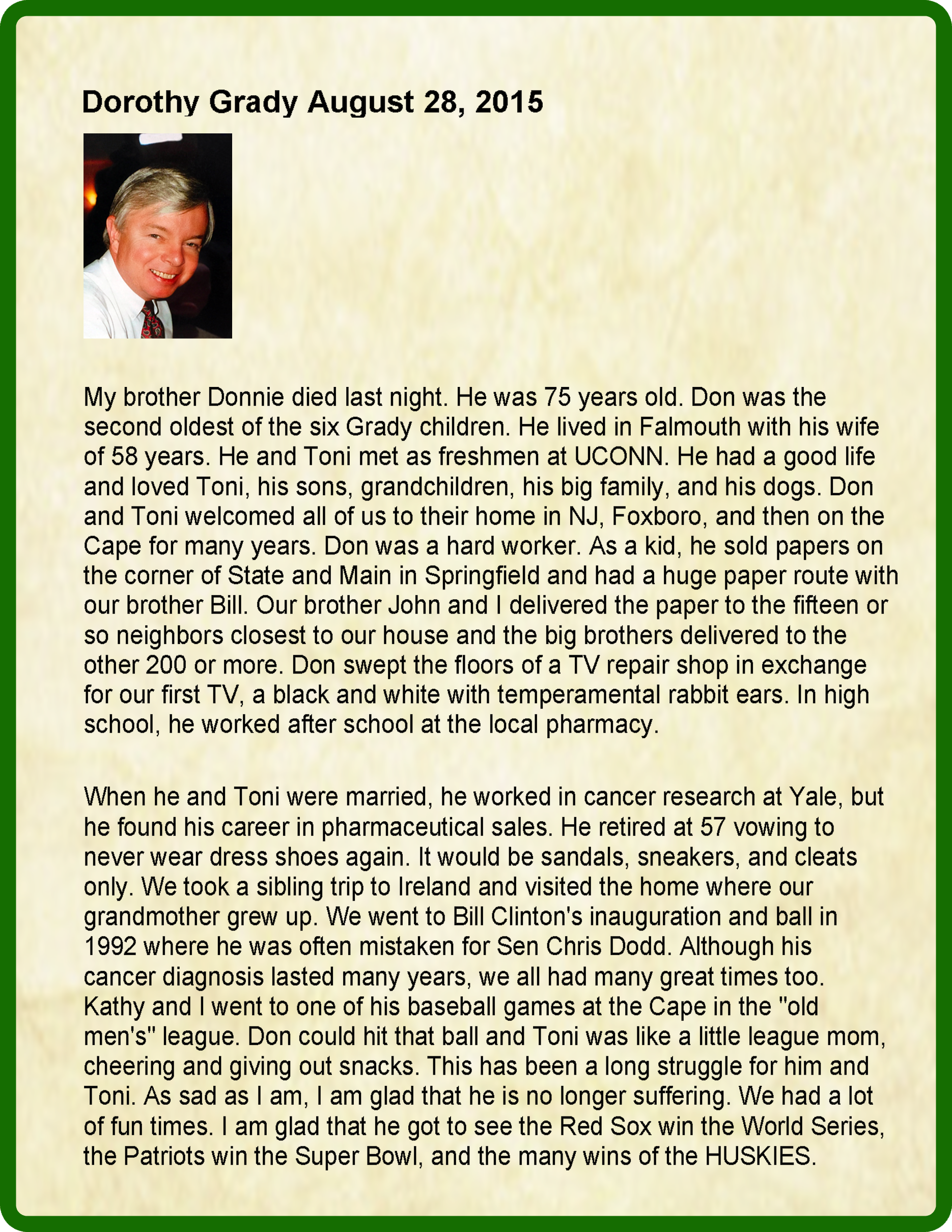 Dorothy's Eulogy for Dad