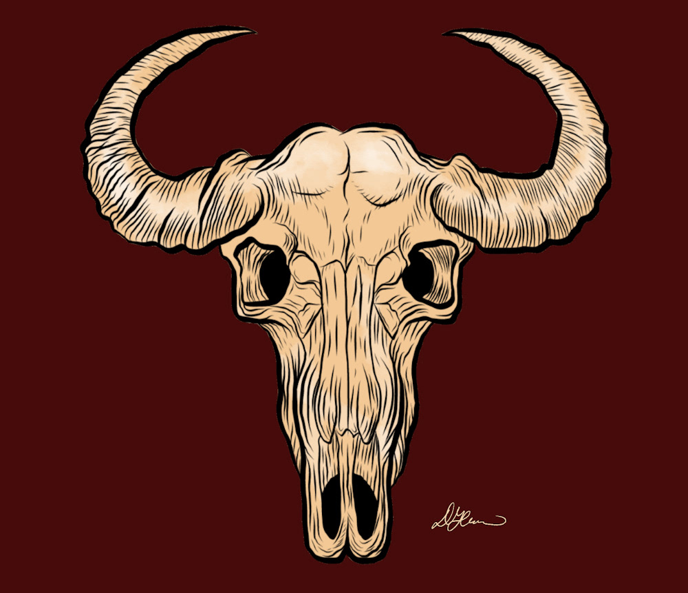 Bull skull phone sketch