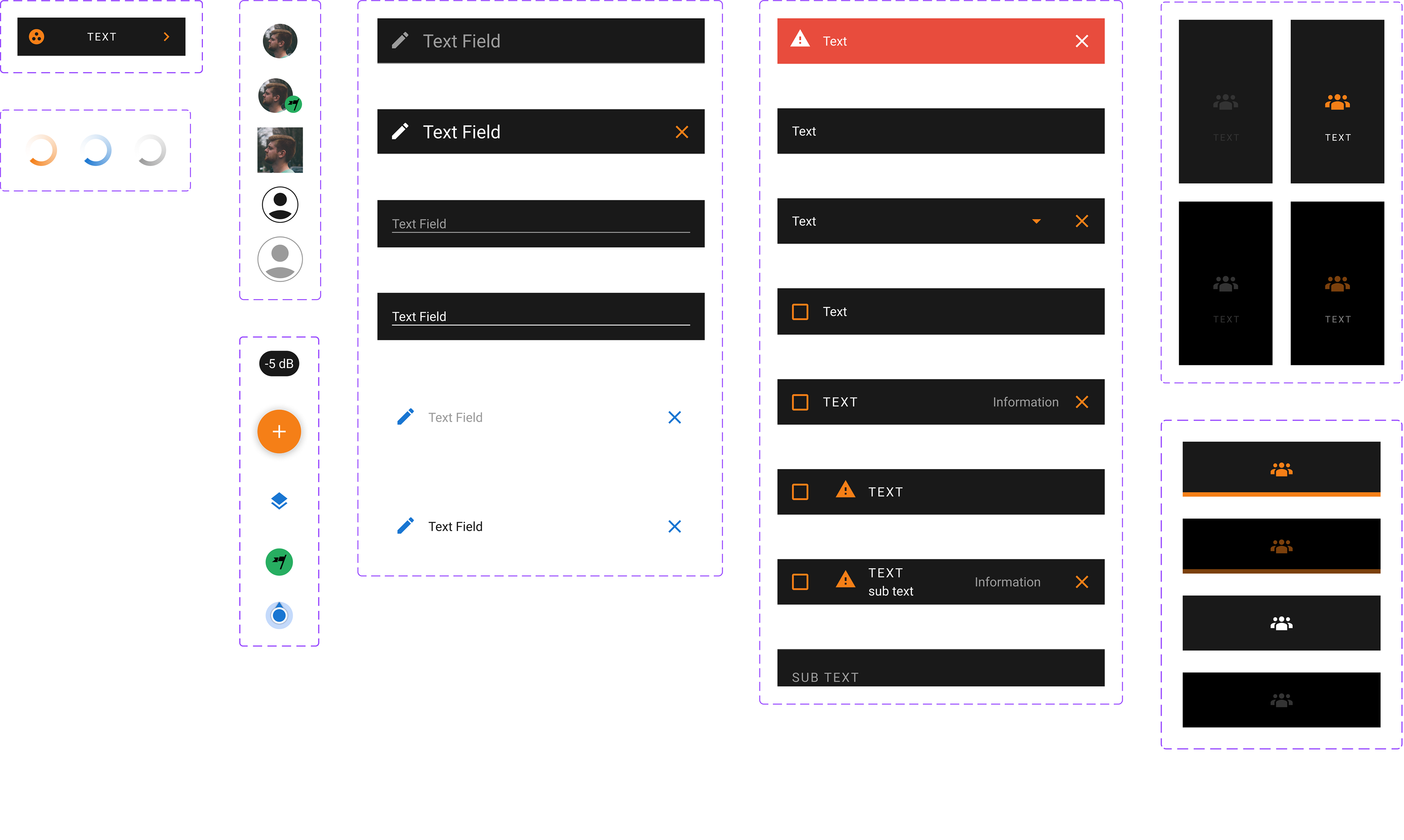 Molecules: These components are more complex and I used them in common patterns that can be repeated in the experience.