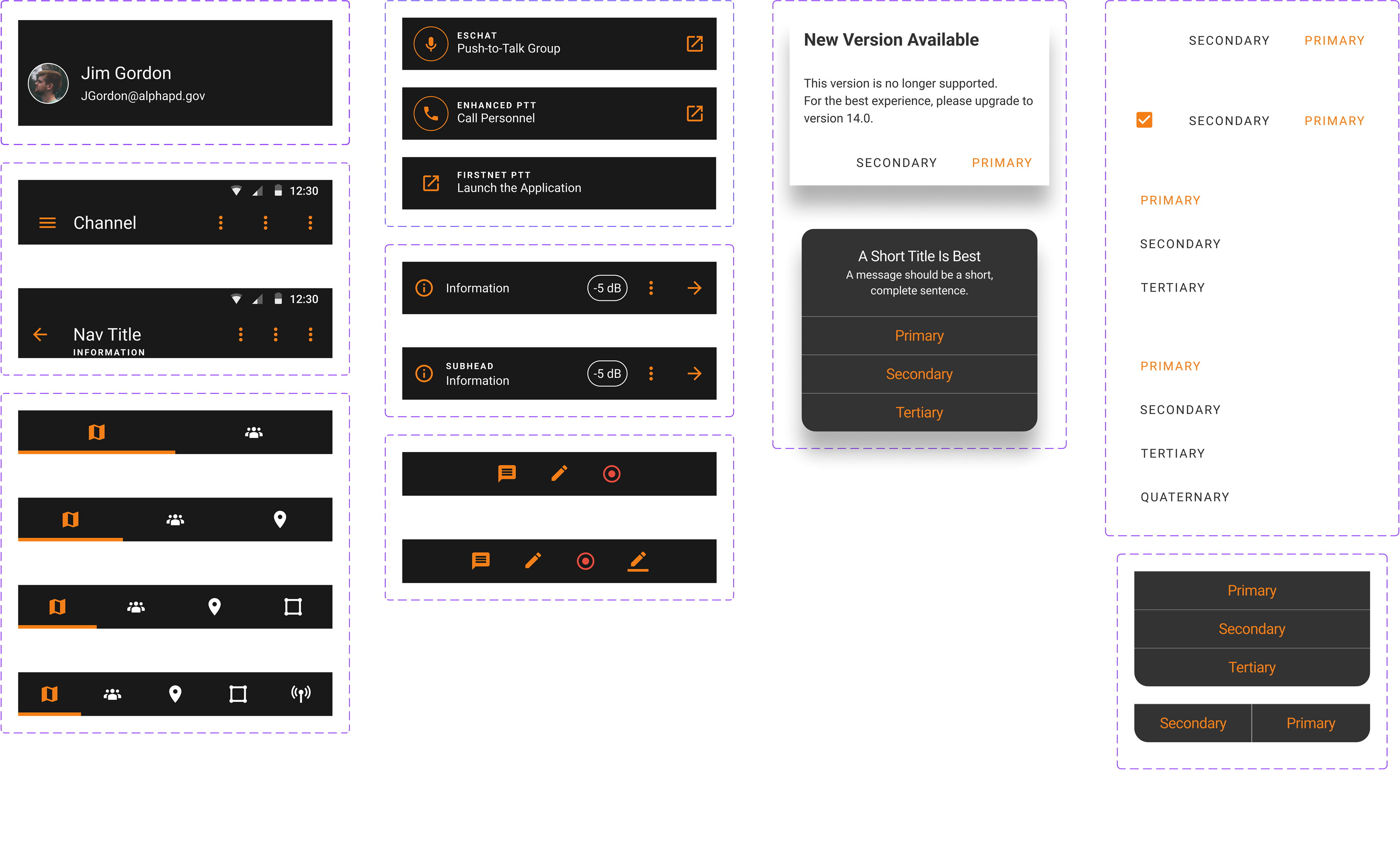 Molecules: These components are more complex and I used them in common patterns that can be repeated in the experience.