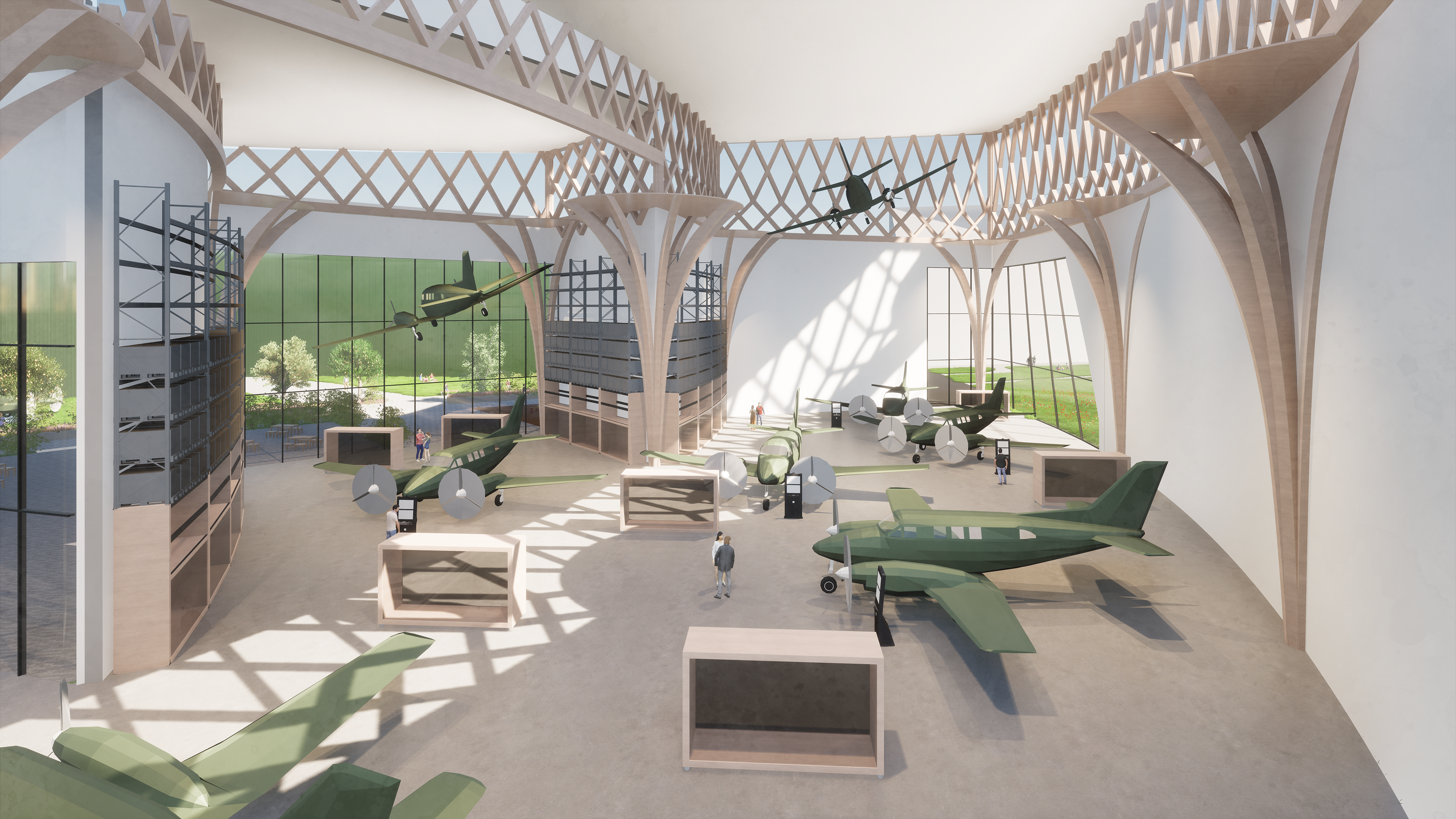 View from the lift looking at the large object displays