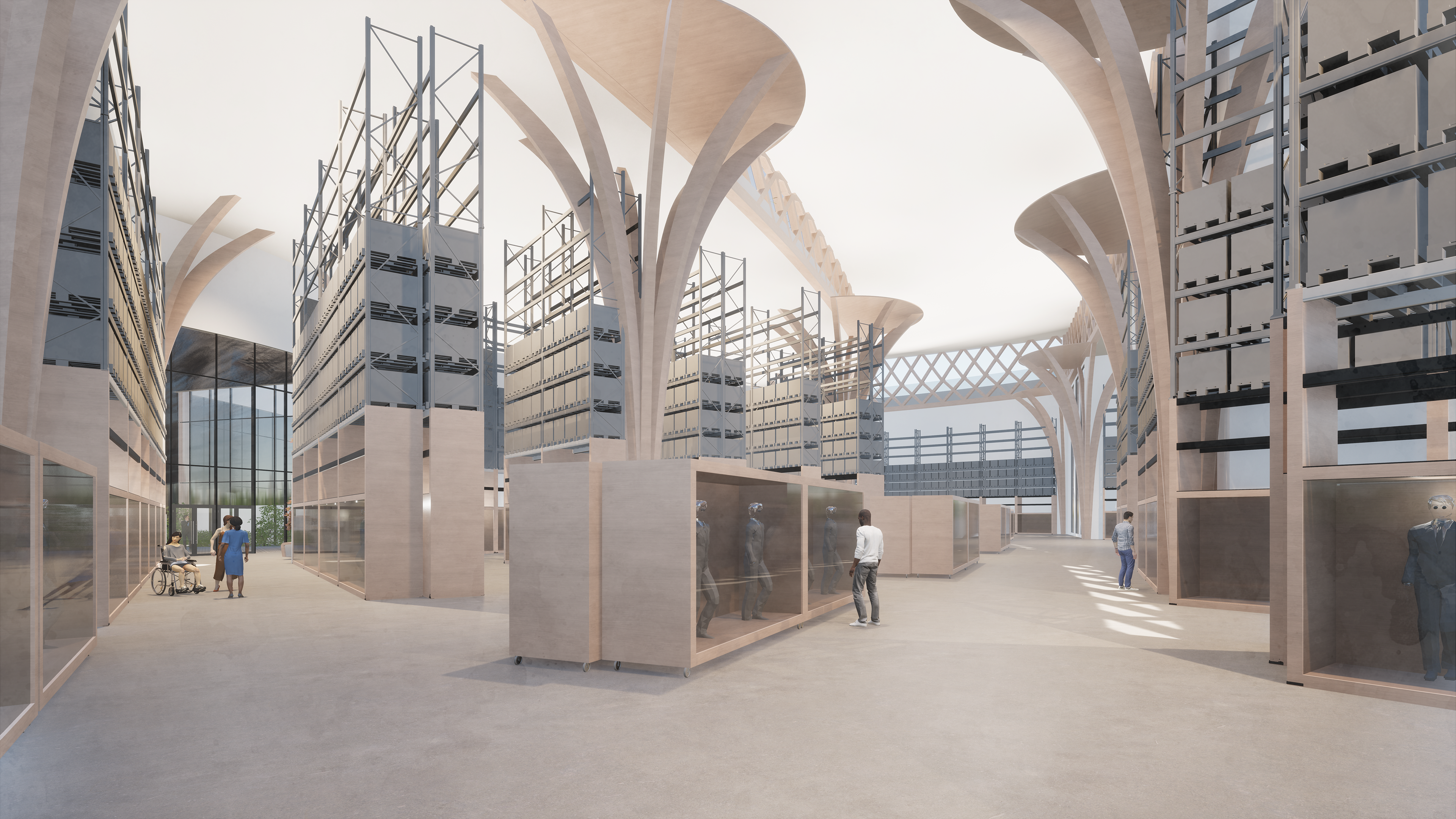 View of the mixture of racking and display cases