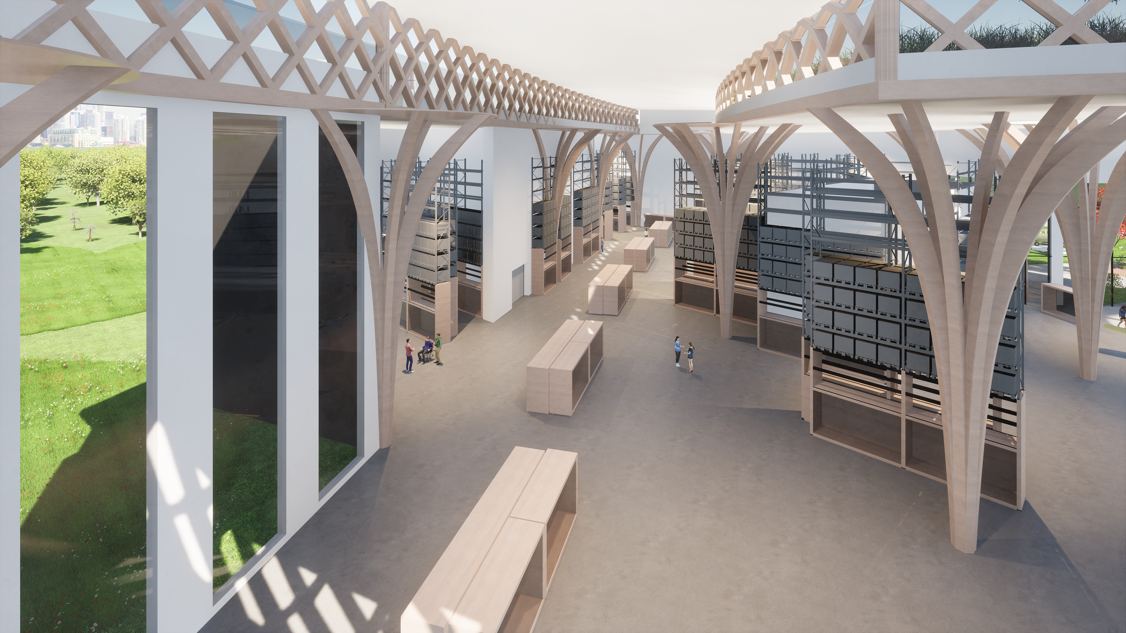 view looking back on small object storage area