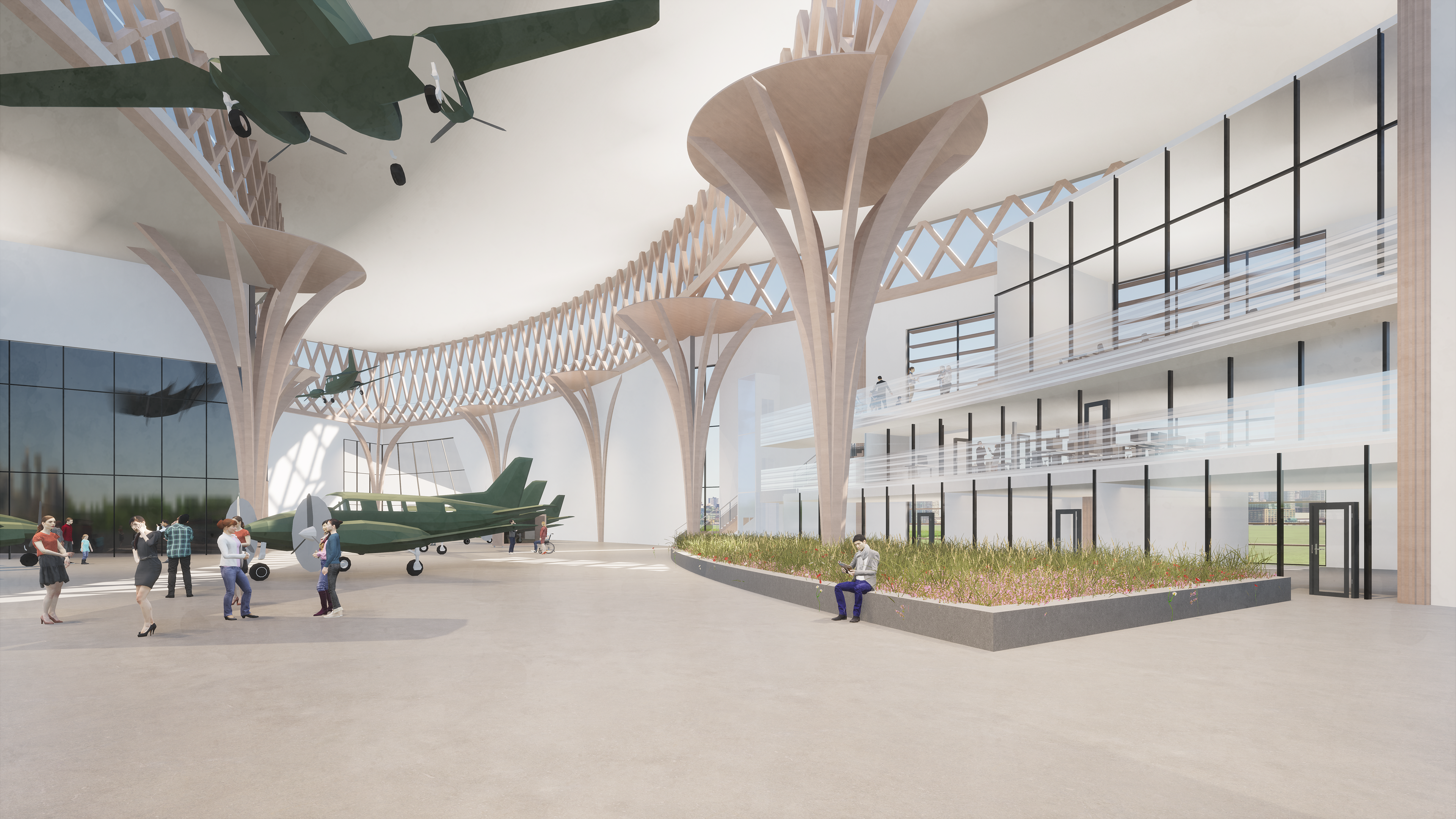 Internal garden, learning and staff areas