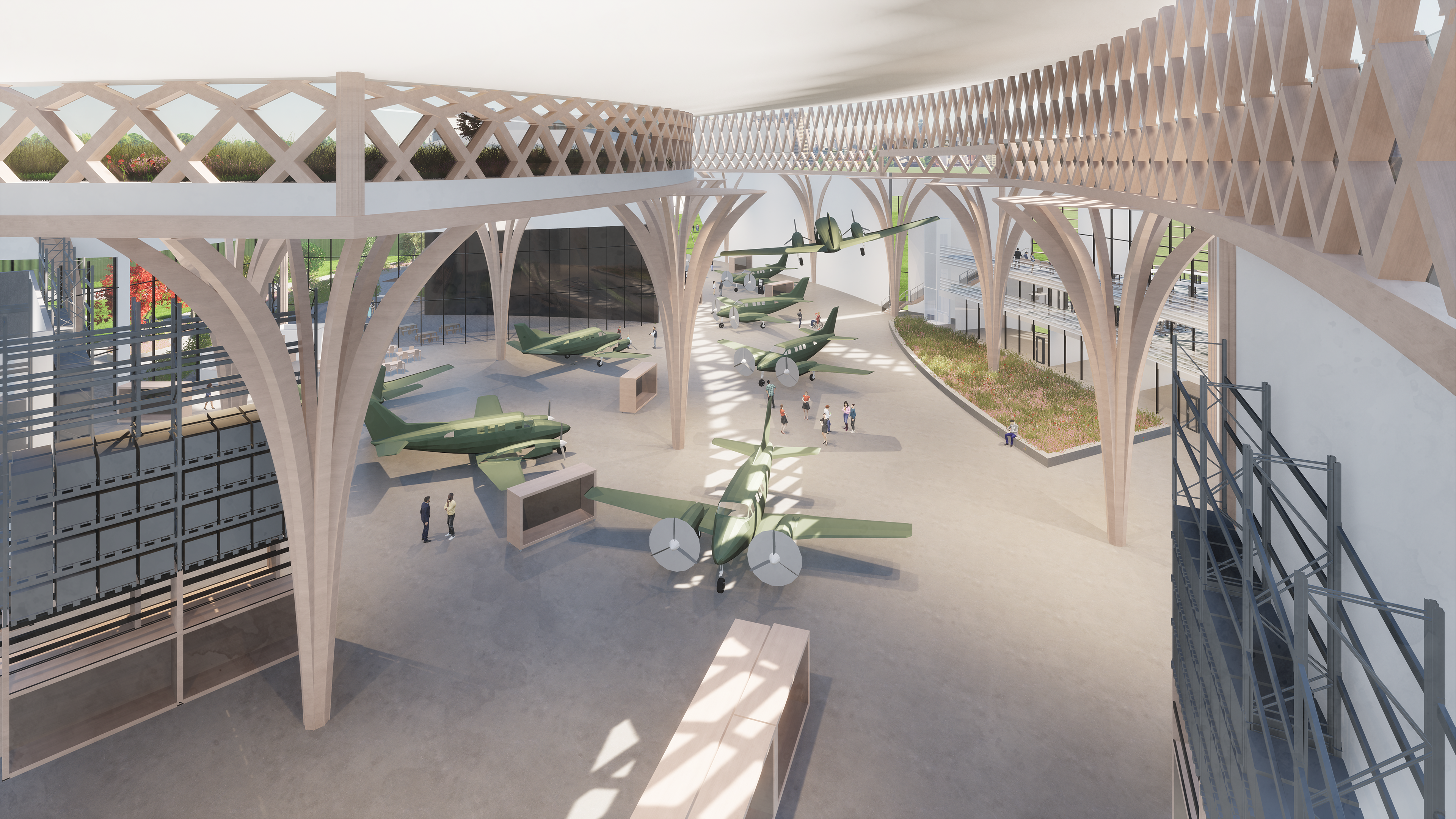 view showing the lattice structure and large object display