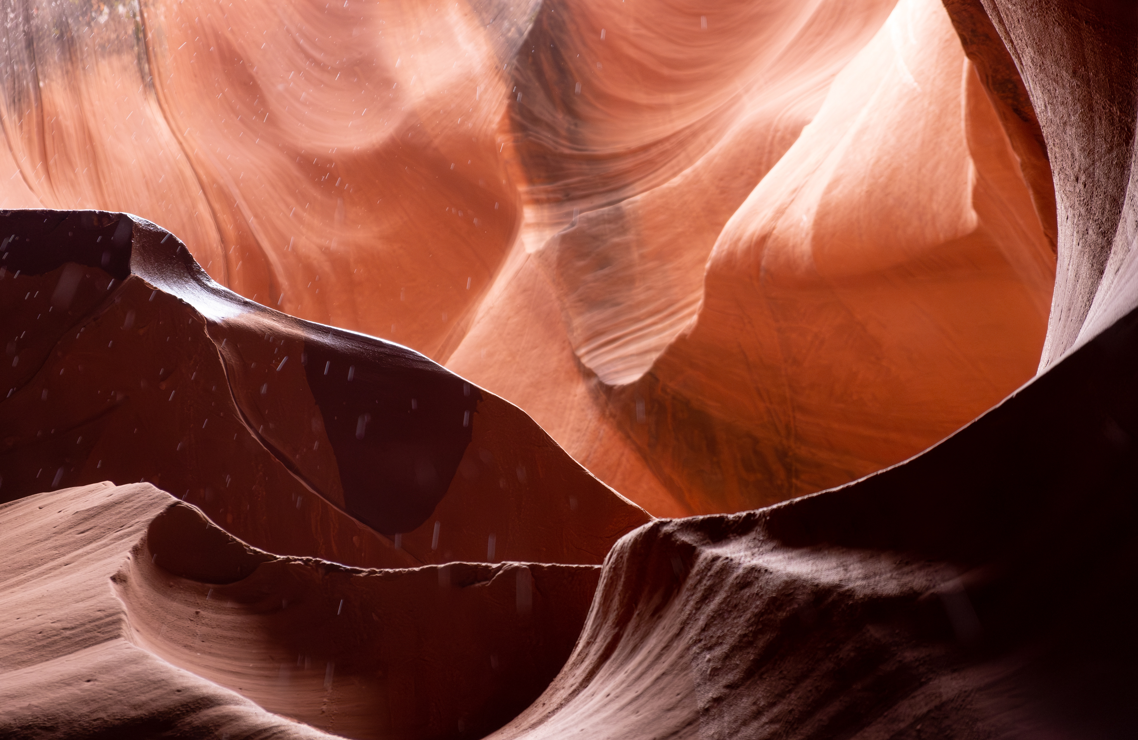 A dramatic play of shadows and light in Antelope Canyon.