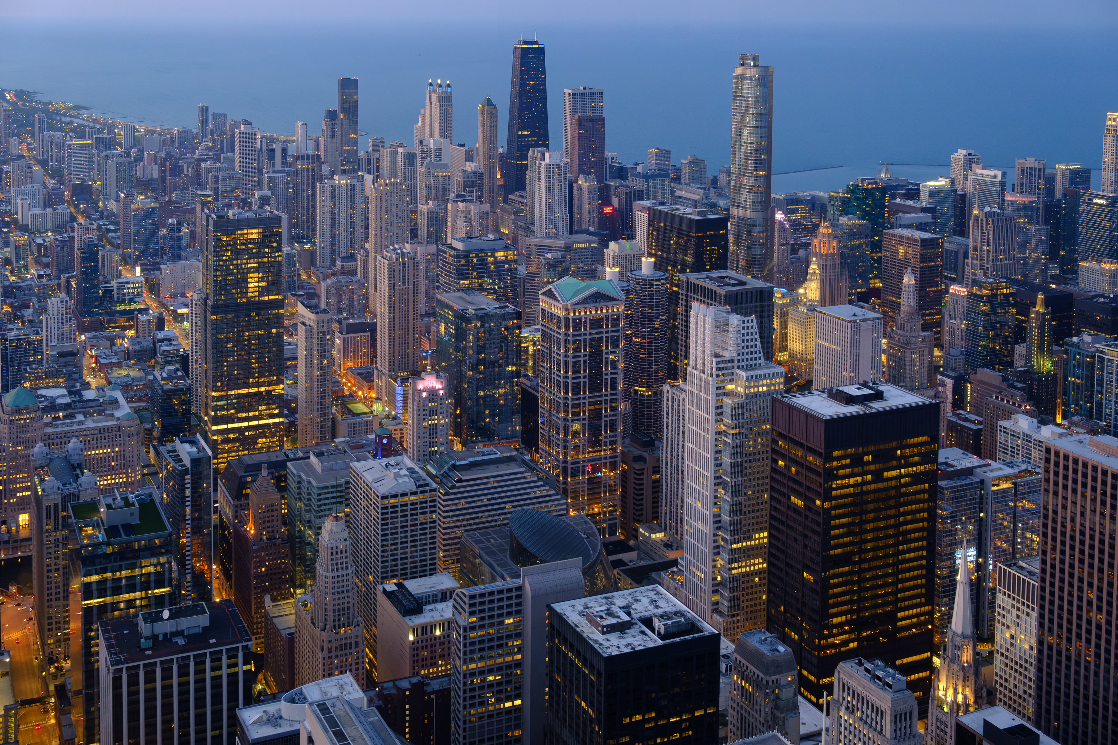 Chicago. Illinois. USA. View from Willis Tower is the Skydeck observation platform.