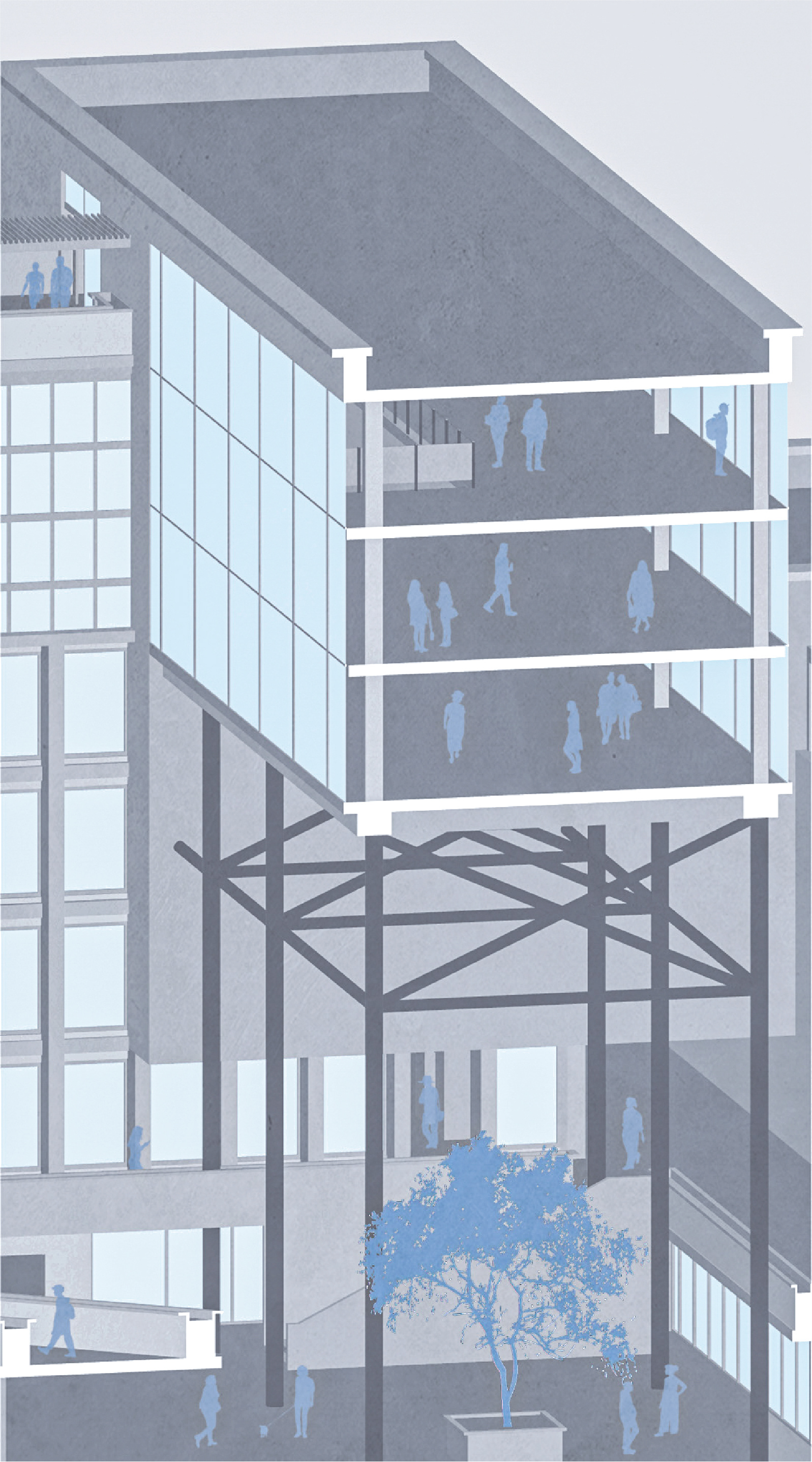 Sky Bridge Section Axonometric