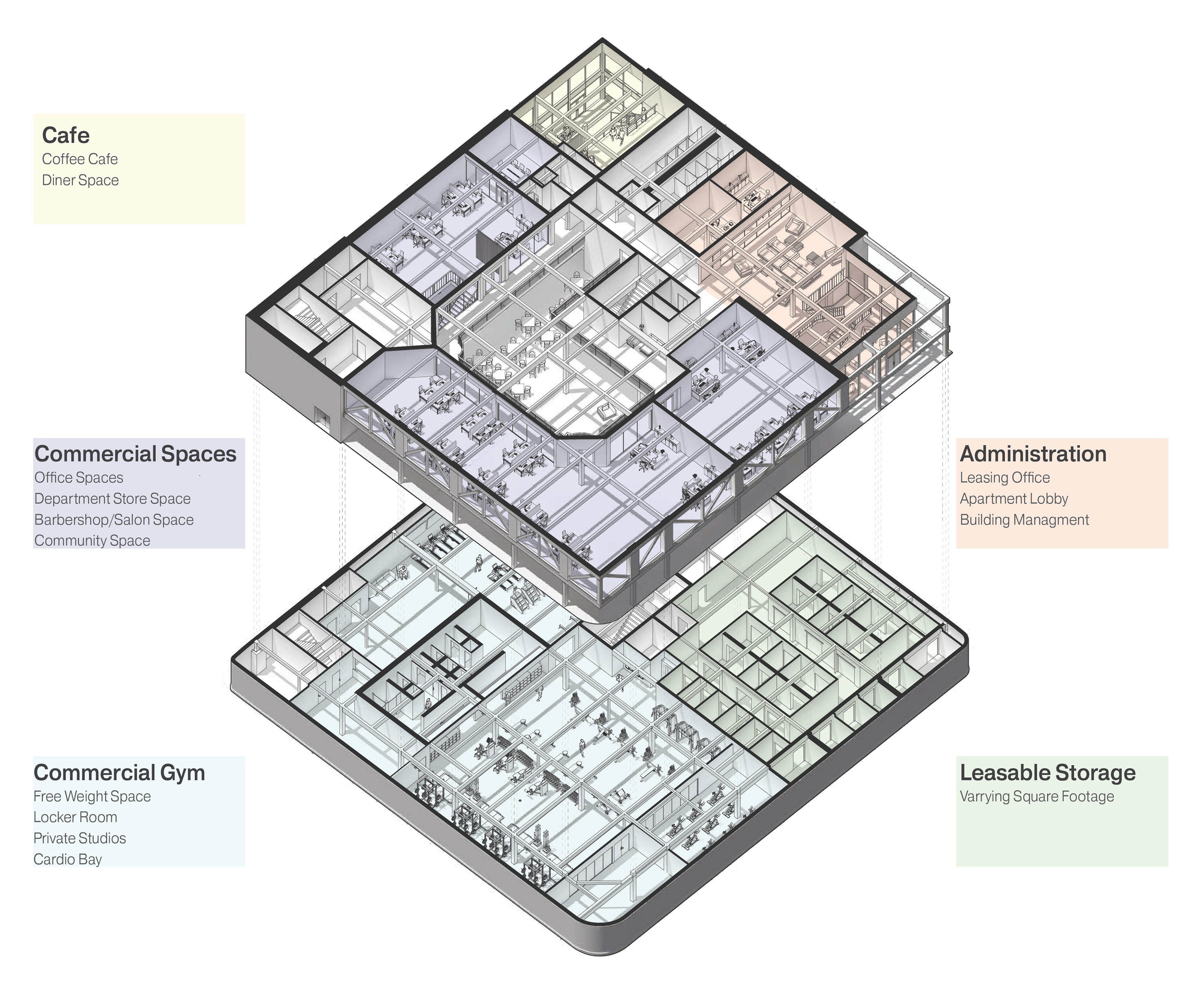 Public Area Exploded Axonometric