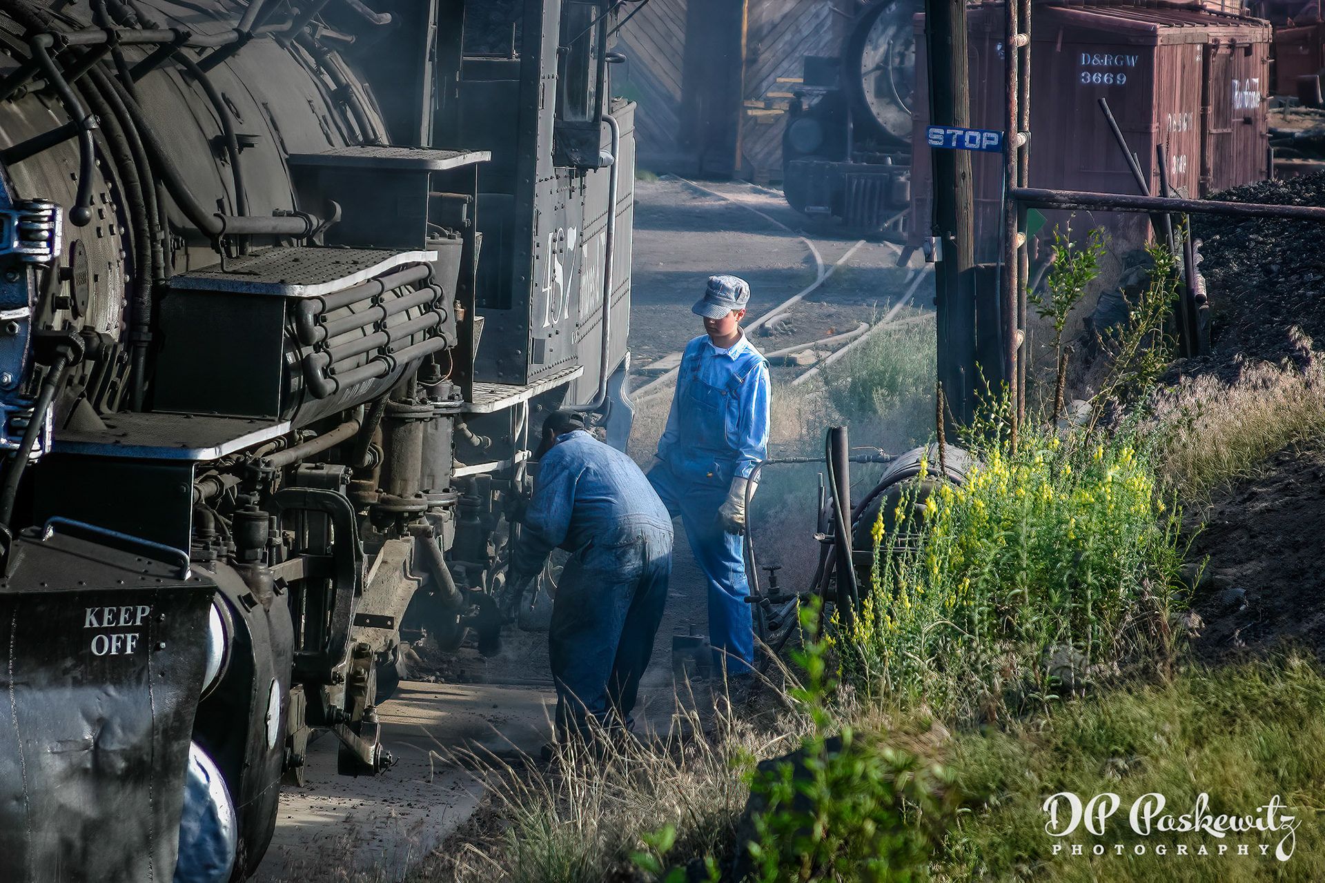 The Apprentice Engineer: Young Volunteer assists the Engineer at the Cumbres &amp; Toltec Scenic; Chama, NM, 2004