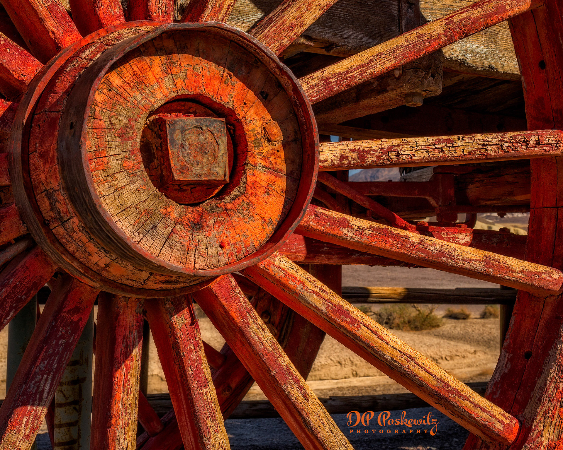 Borax Wagon Wheel: Harmony Borax Works, Death Valley NP, CA, 2016