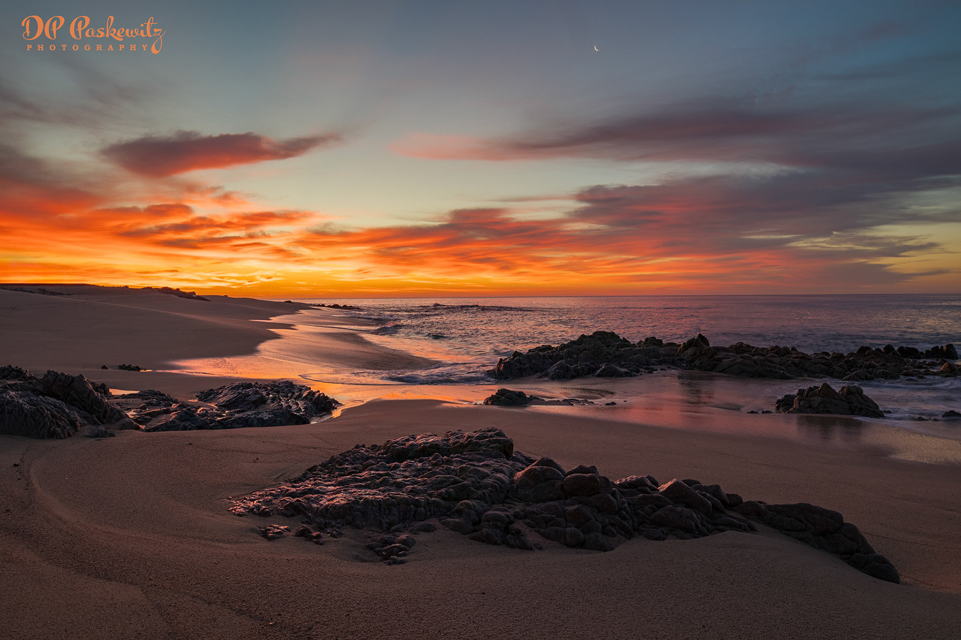 Baja Sunrise With Crescent Moon, Westin, Rancho Cerro Colorado, Palmilla, Baja California Sur, Mexico, 2019