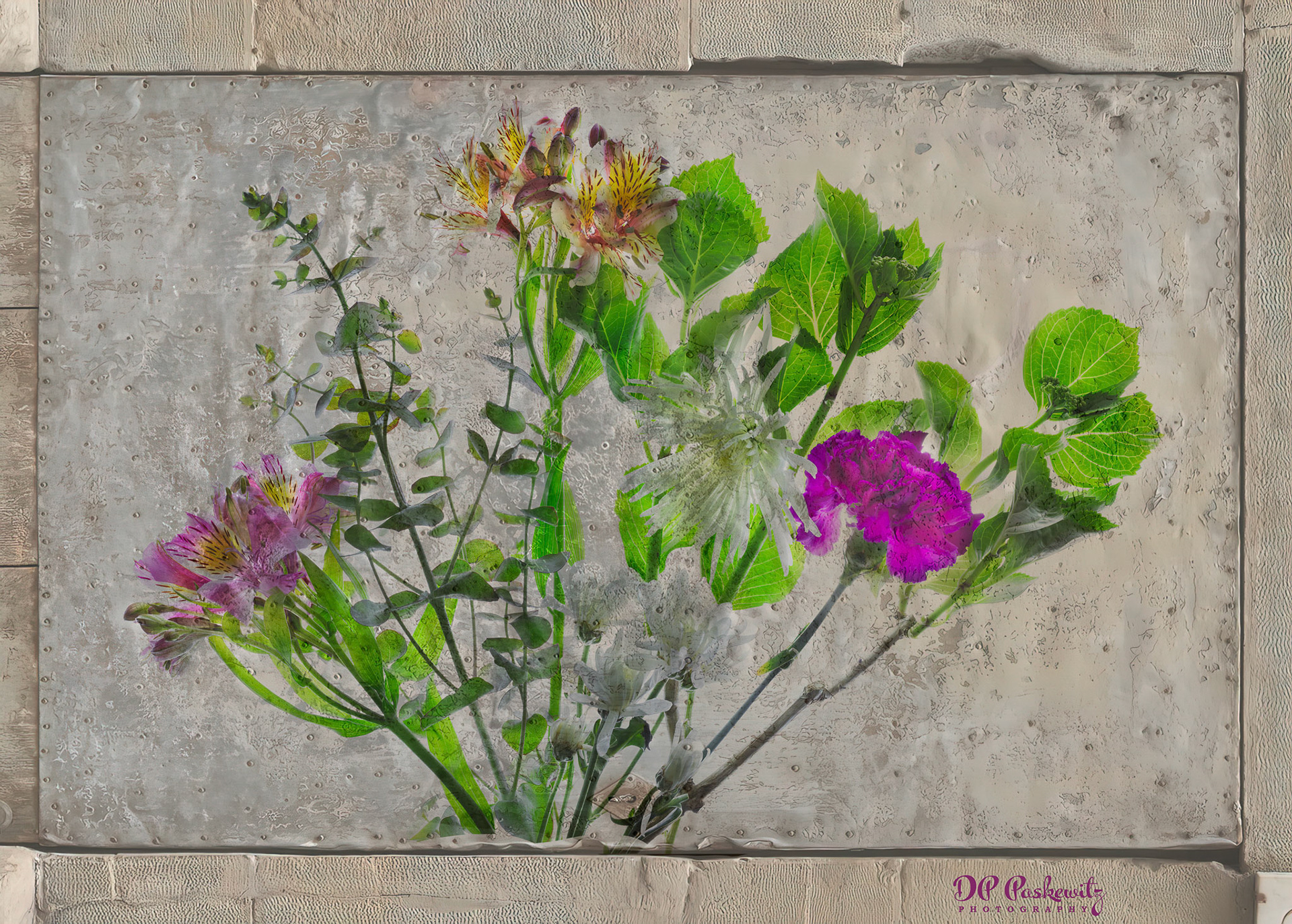 Random Act of Flowers on Tin: Photographed in North Natomas, Sacramento, CA, 2021