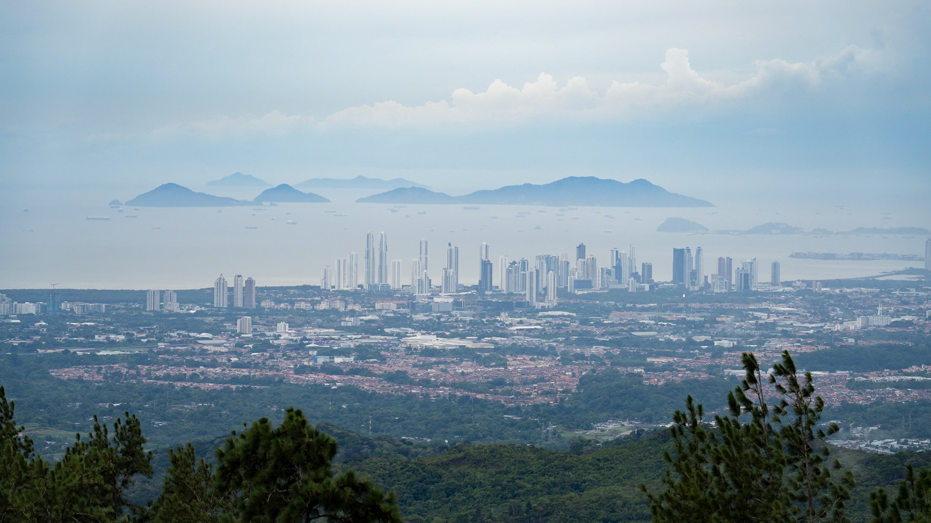 Misty Panama bay