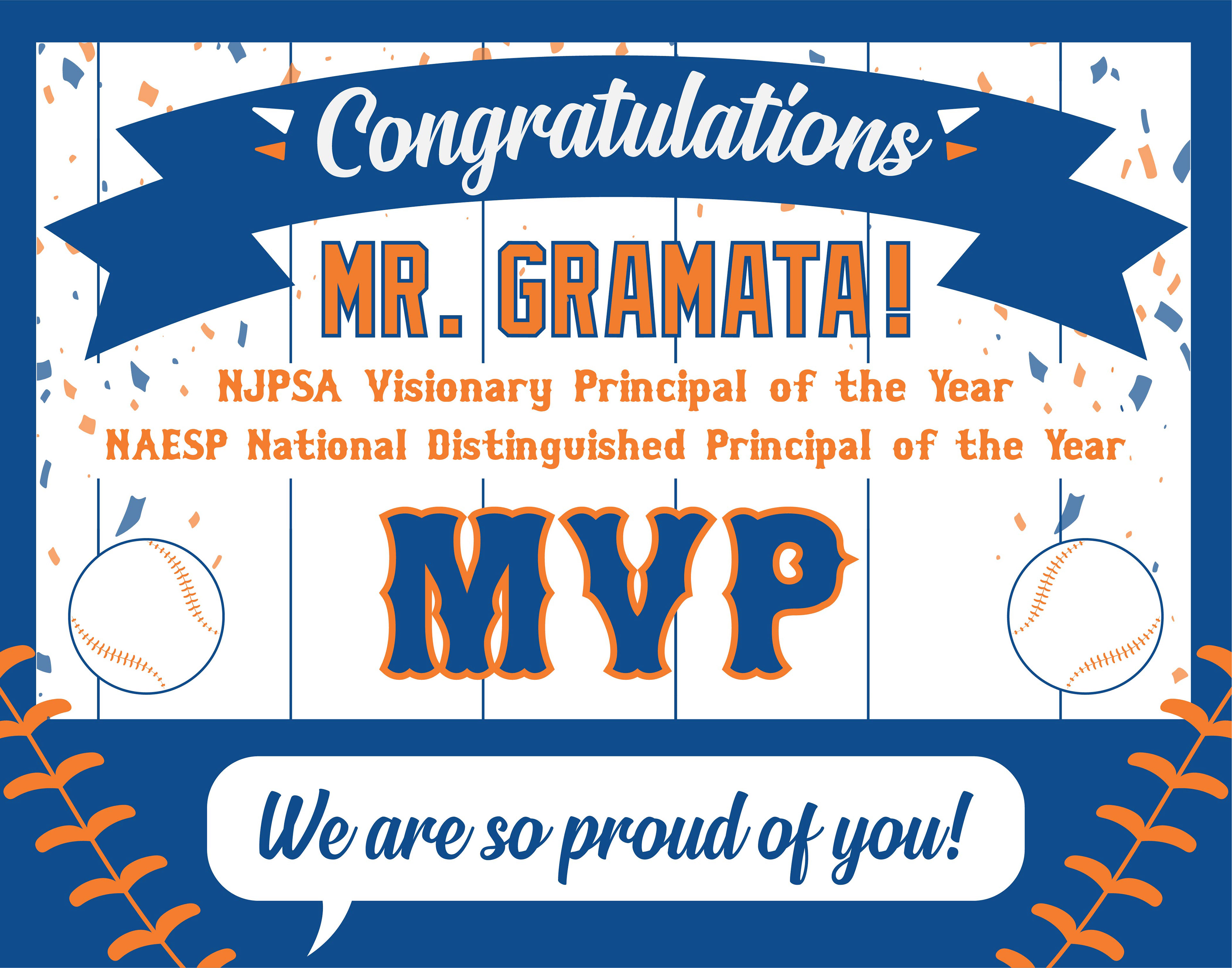 Poster in honor of elementary school principal for Teacher Appreciation Week! (28inx22in) 