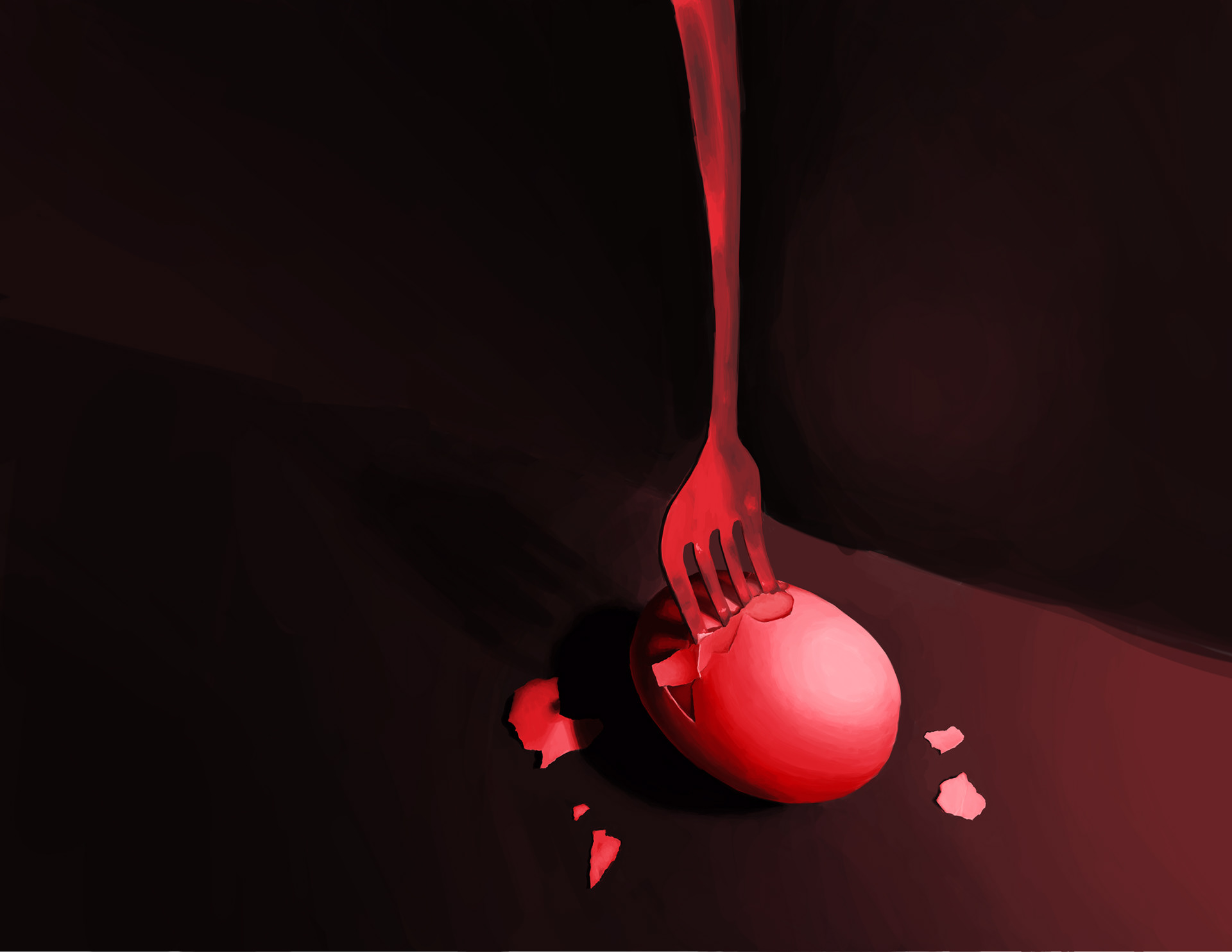 In progress render of egg with the theme "Anger"