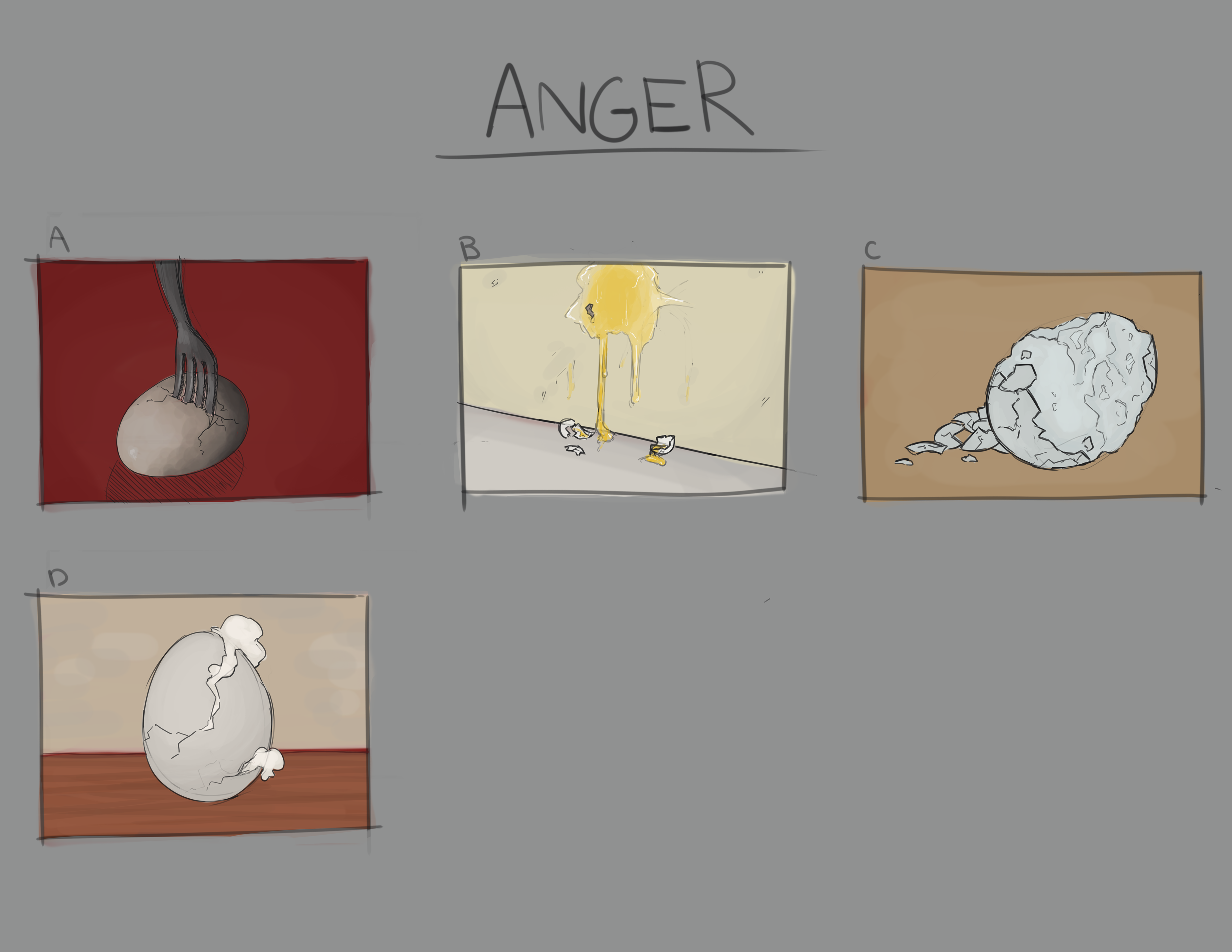 Thumbnails of egg with the theme "Anger"