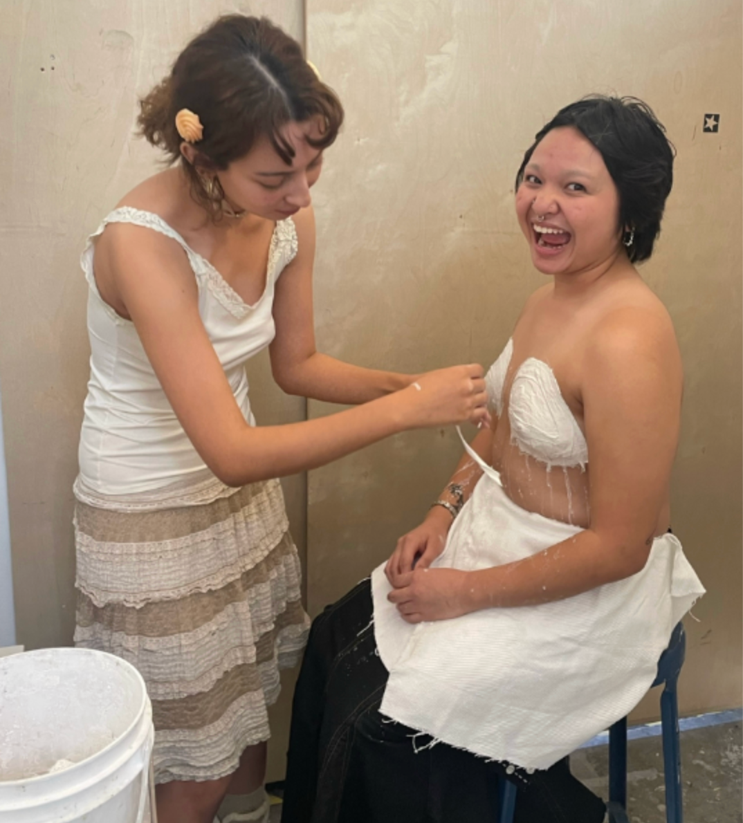 Milli and Angela during molding process