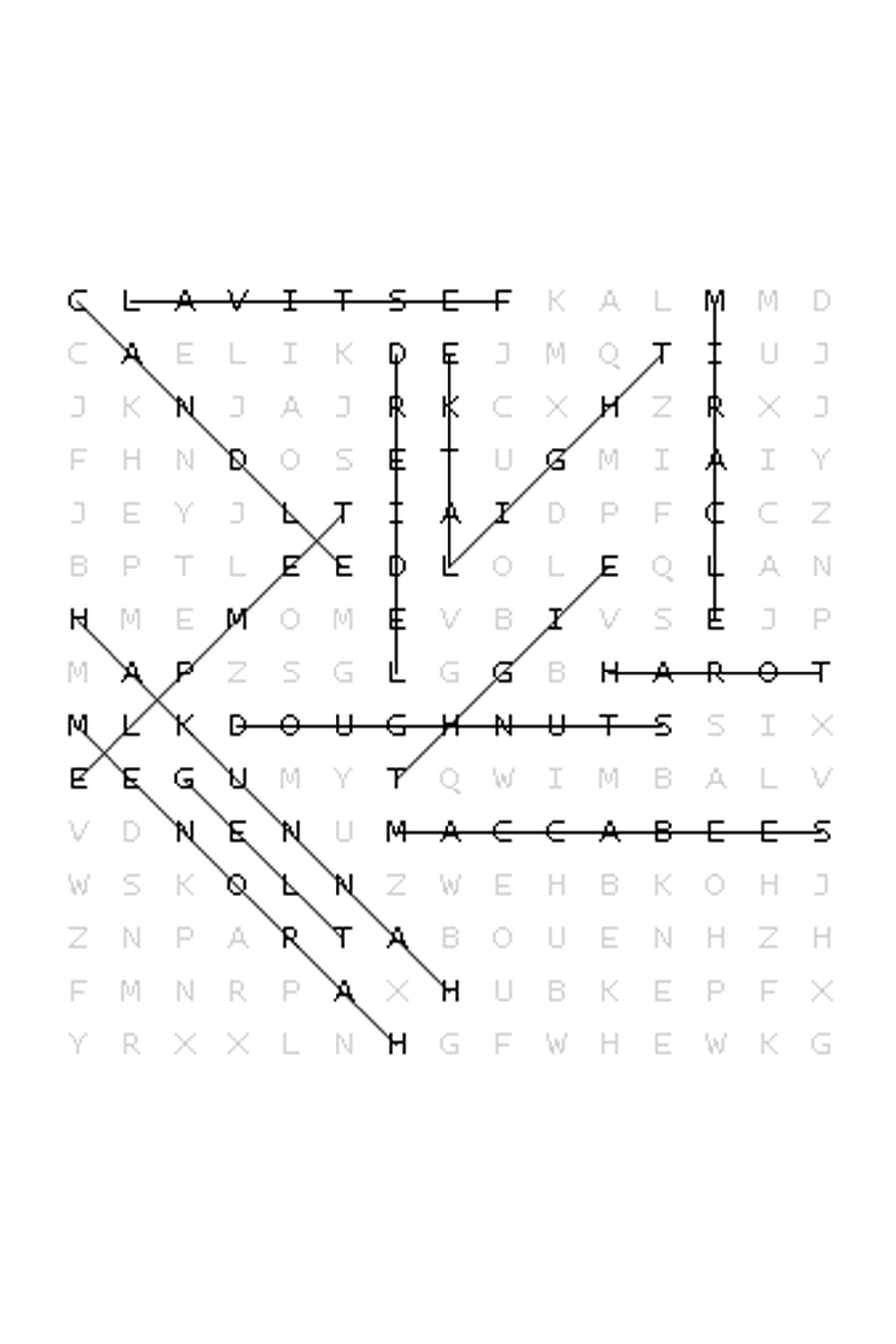 Chanukah Word Search Answer Key