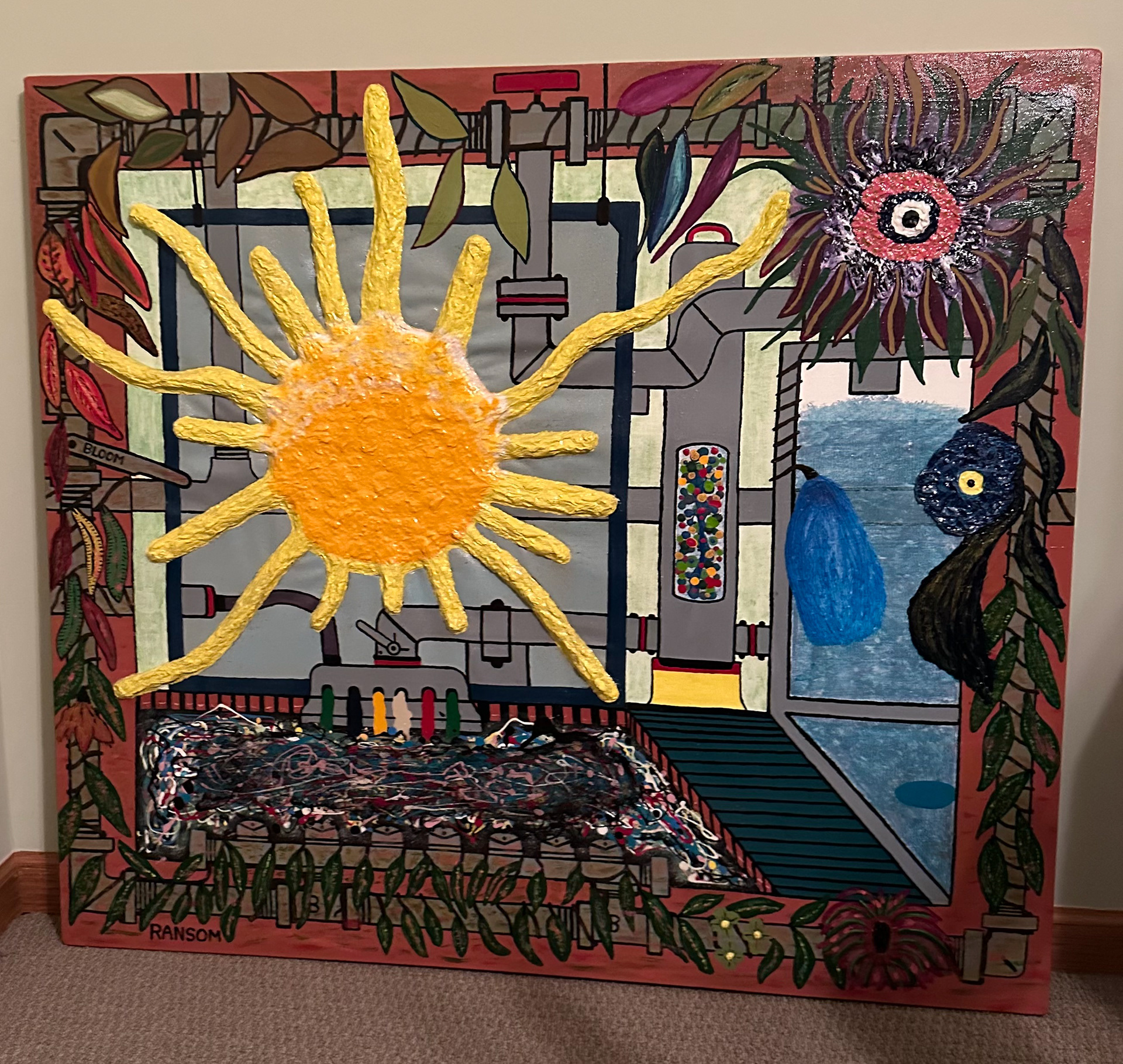 Fathers painting, inspiring sun brand element