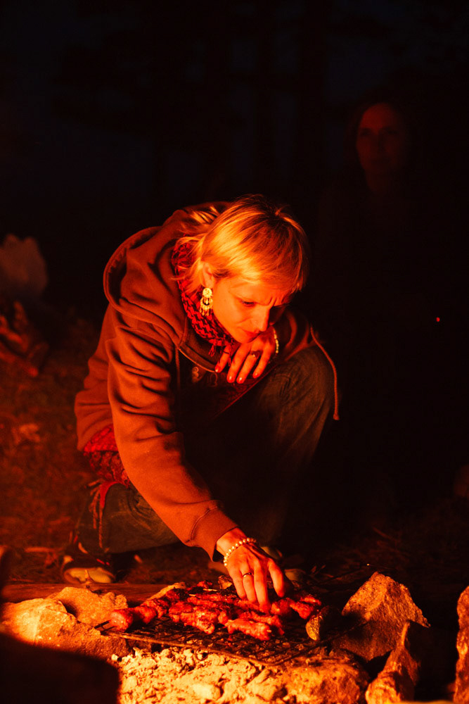 Grilling by the fire, Bulgaria, 2009