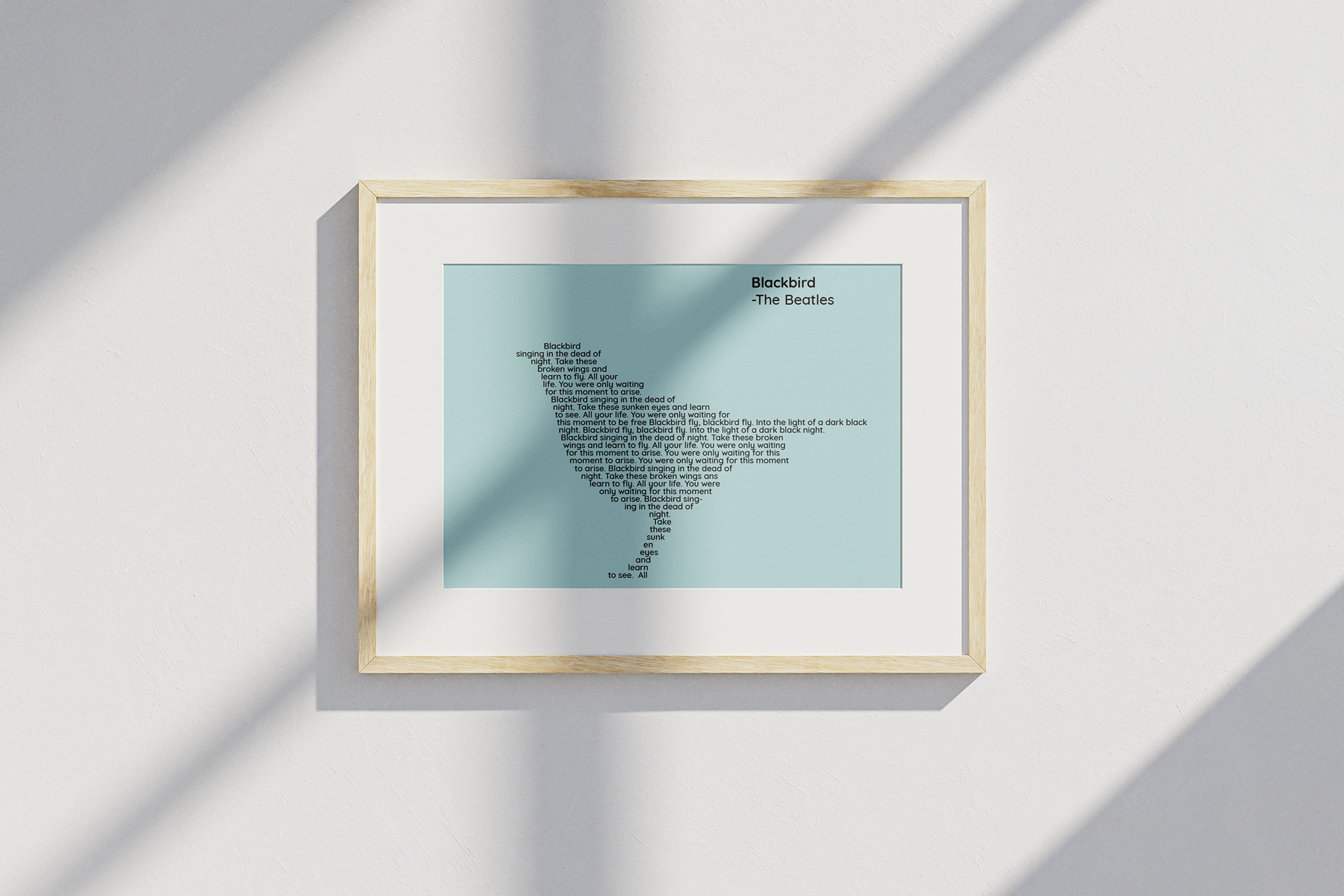 Typographic Illustration featuring lyrics from The Beatles "Blackbird" - Created in Adobe Illustrator