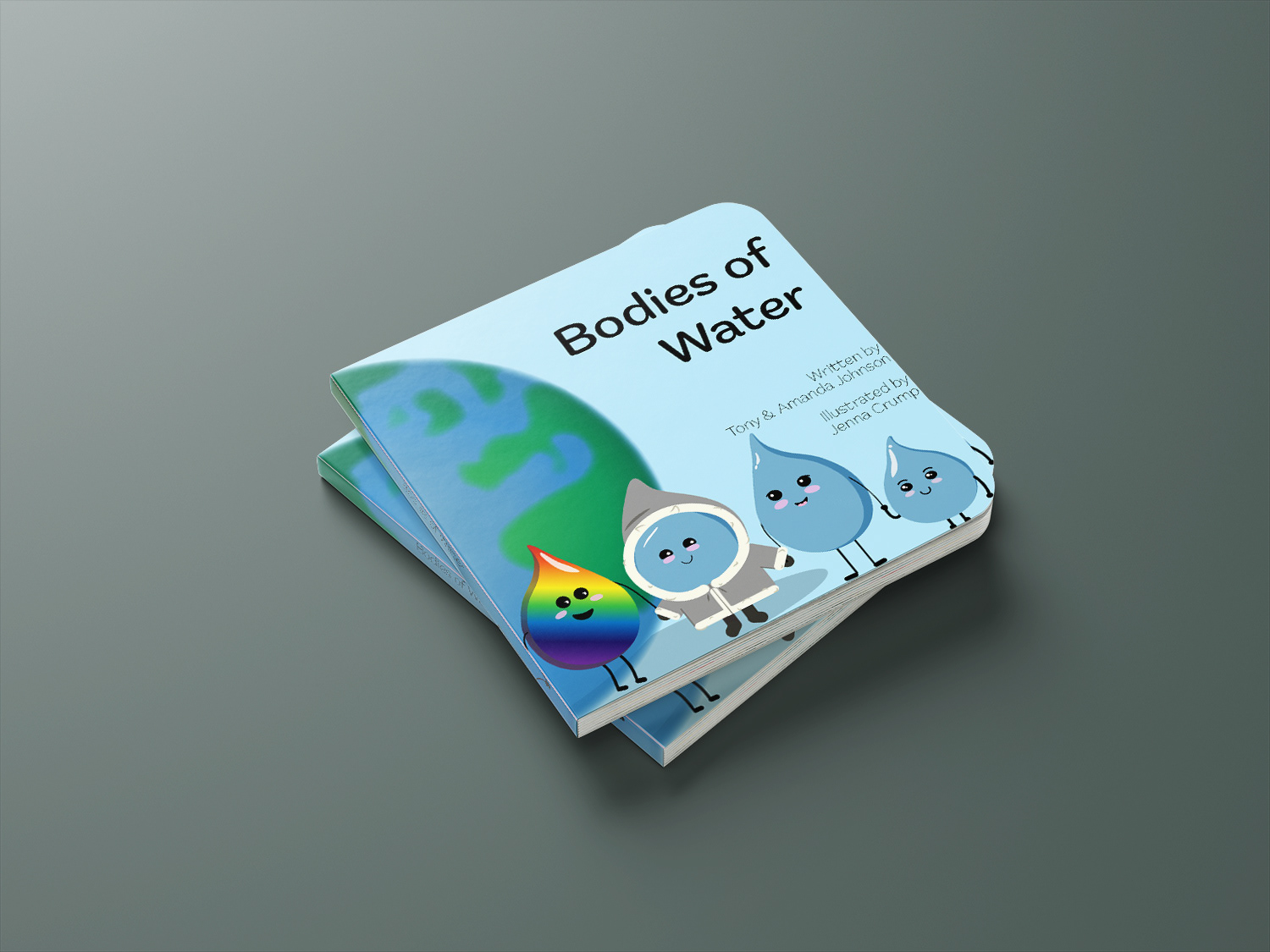 Cover art for "Bodies of Water" - A published children's book created in Adobe Illustrator and InDesign