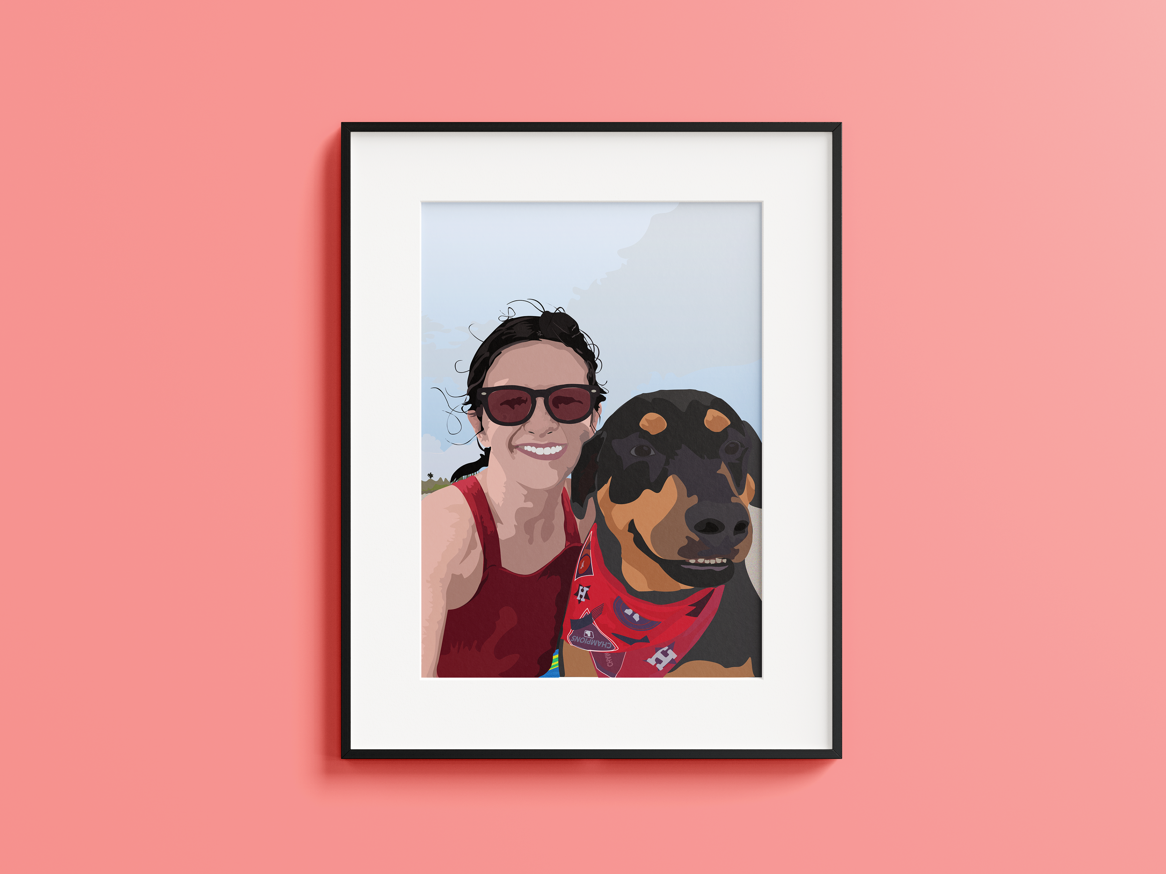 Self-Portrait of me and my doggo Wreks - Created in Adobe Illustrator