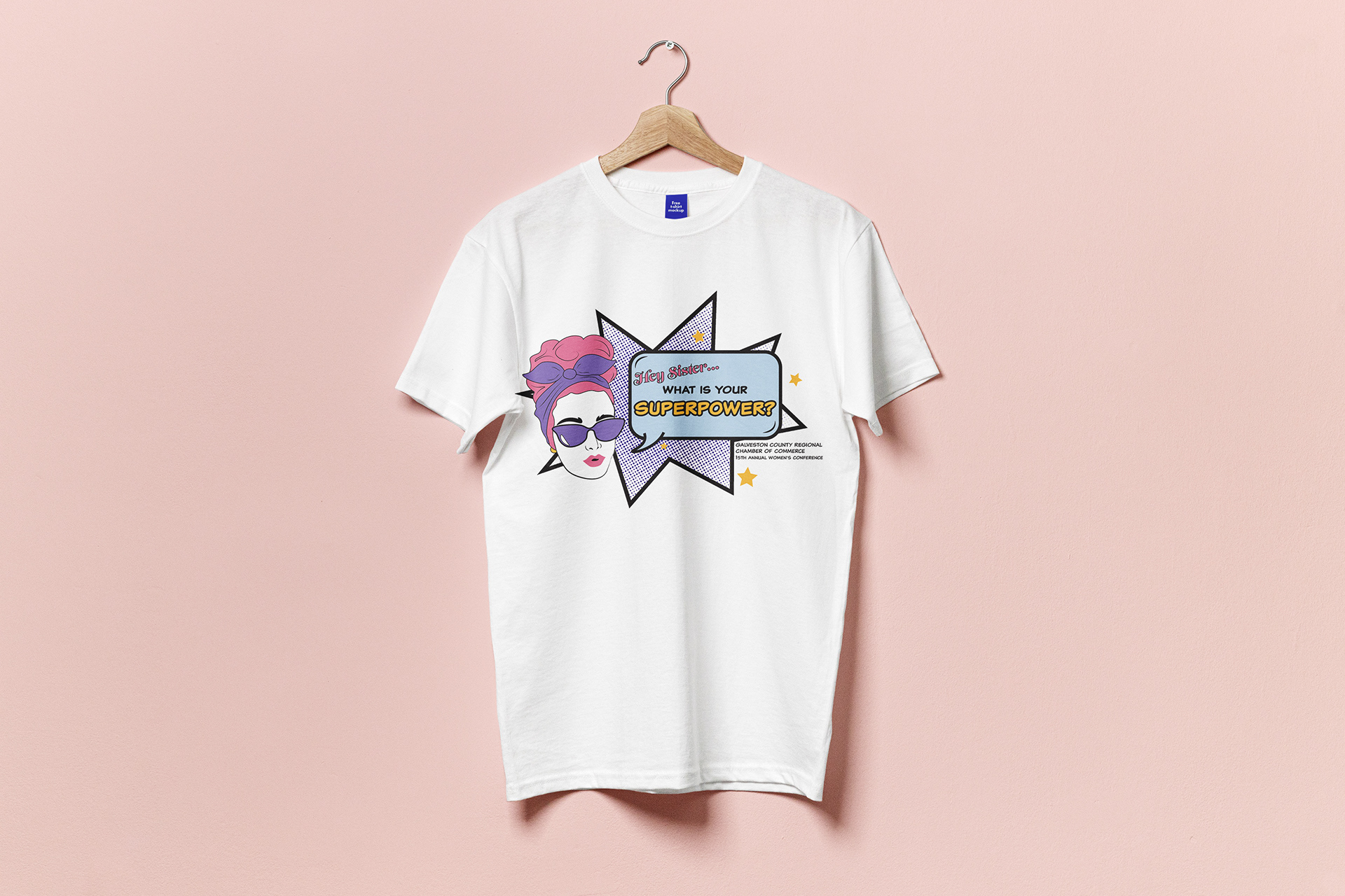 Award-winning T-Shirt design for the Galveston County Chamber of Commerce Women's Conference 2022 - Created using Adobe Illustrator