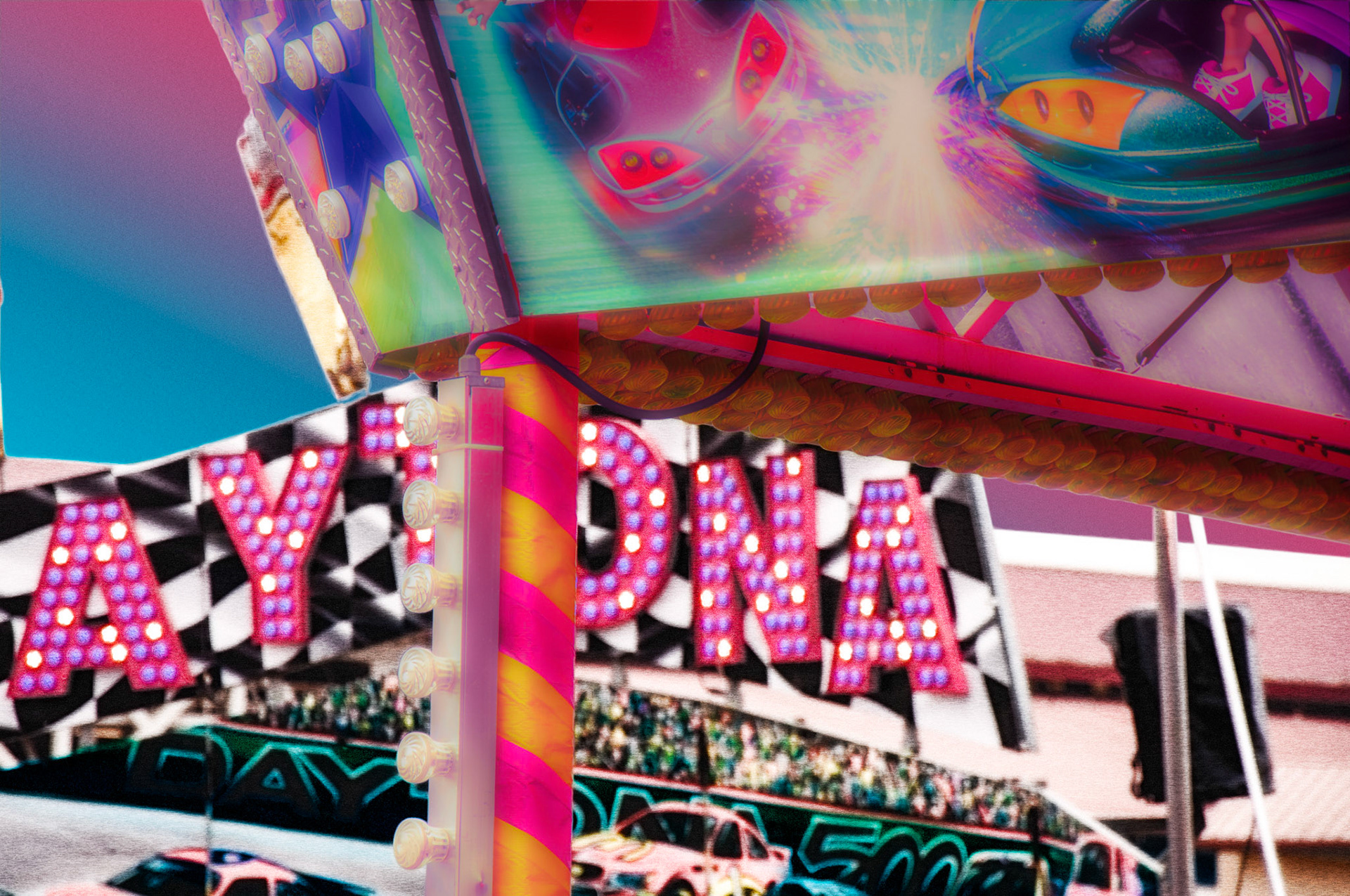 A more intense and interesting version of the grey skies of the San Diego County fair to highlight the frenetic energy of the event.