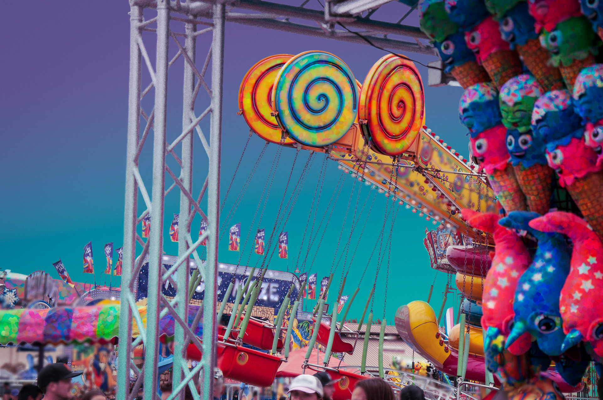 A more intense and interesting version of the grey skies of the San Diego County fair to highlight the frenetic energy of the event.
