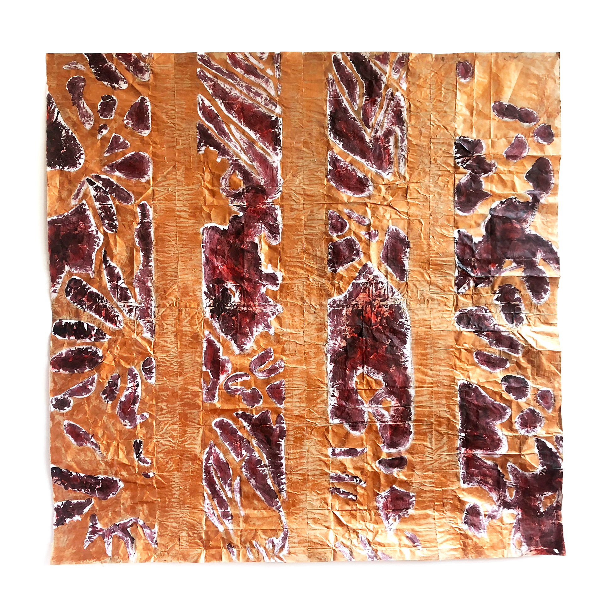 azo e curso XI, 2022 | acrílica e têmpera sobre papel kraft 150 x 150 cm