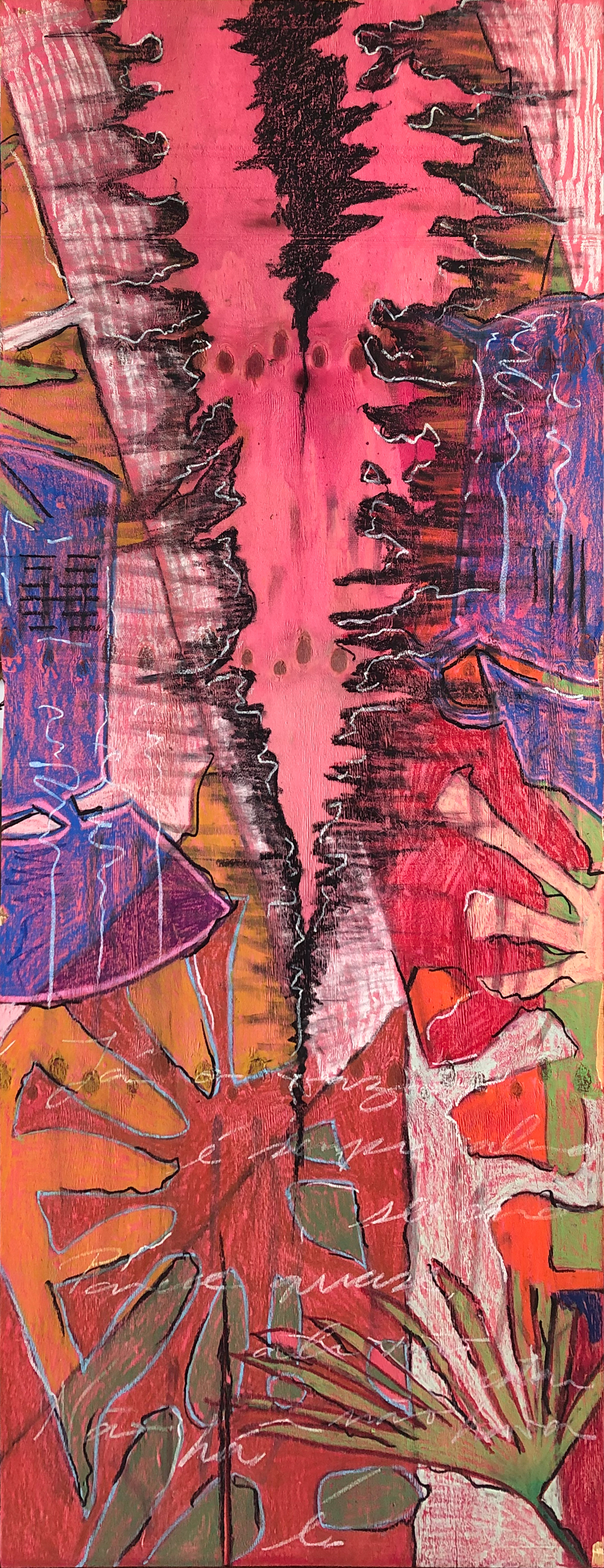 primeira nobre verdade II, 2021 | pastel oleoso e seco sobre madeirite 1,7 x 0,64 m