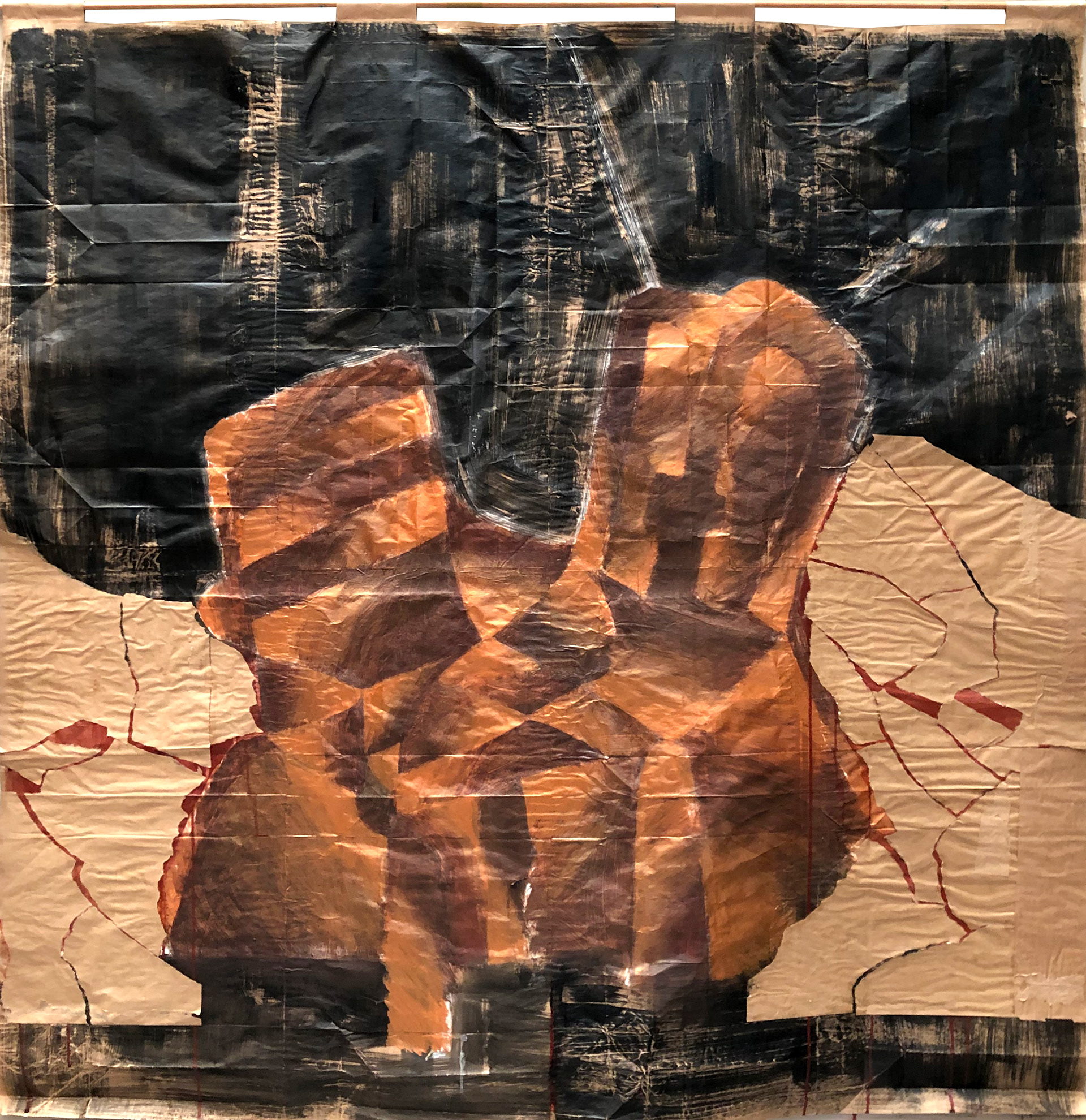 partita n.2, 2022 | acrílica e têmpera sobre papel kraft 150 x 150 cm