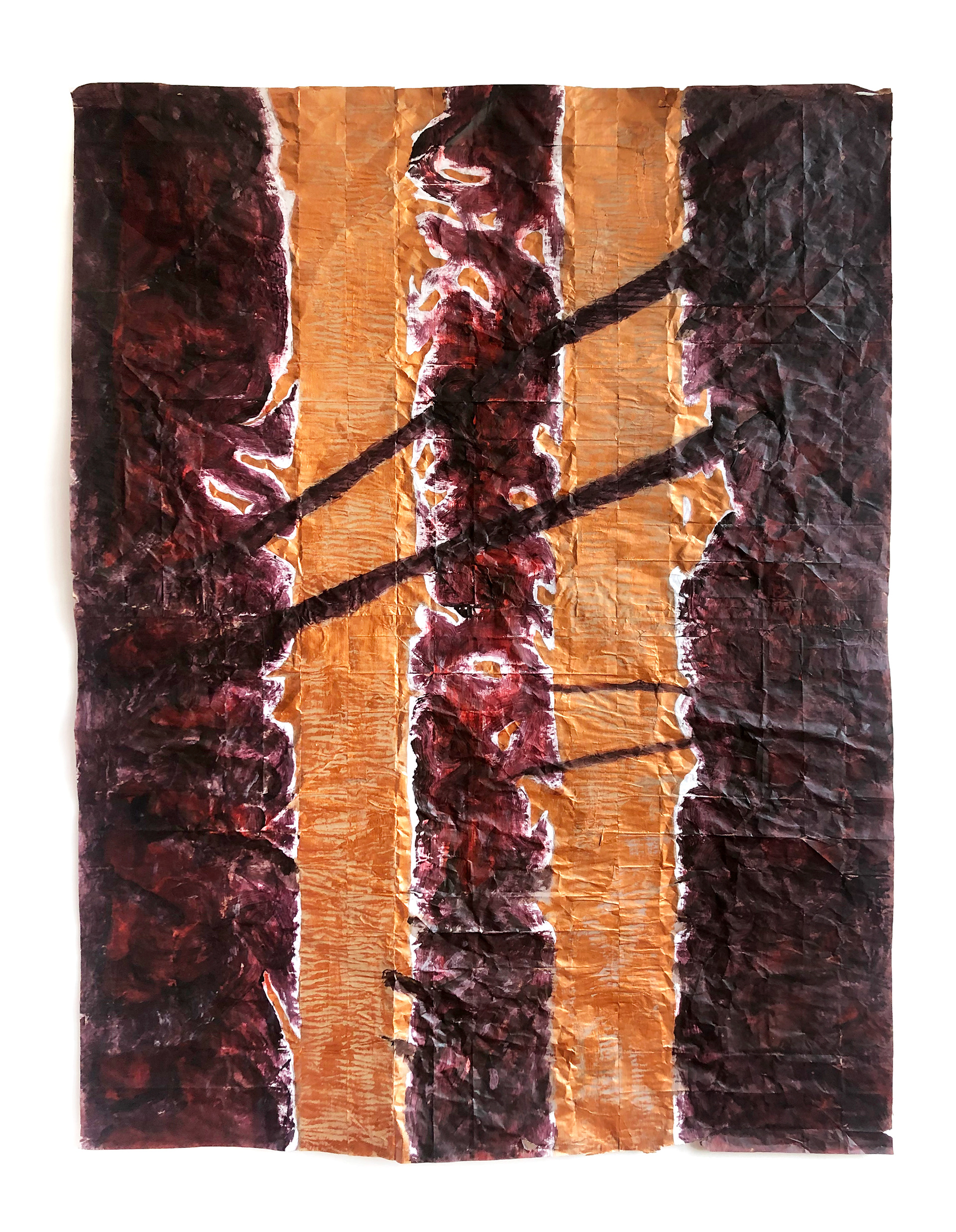 azo e curso X, 2022 | acrílica e têmpera sobre papel kraft 150 x 114 cm