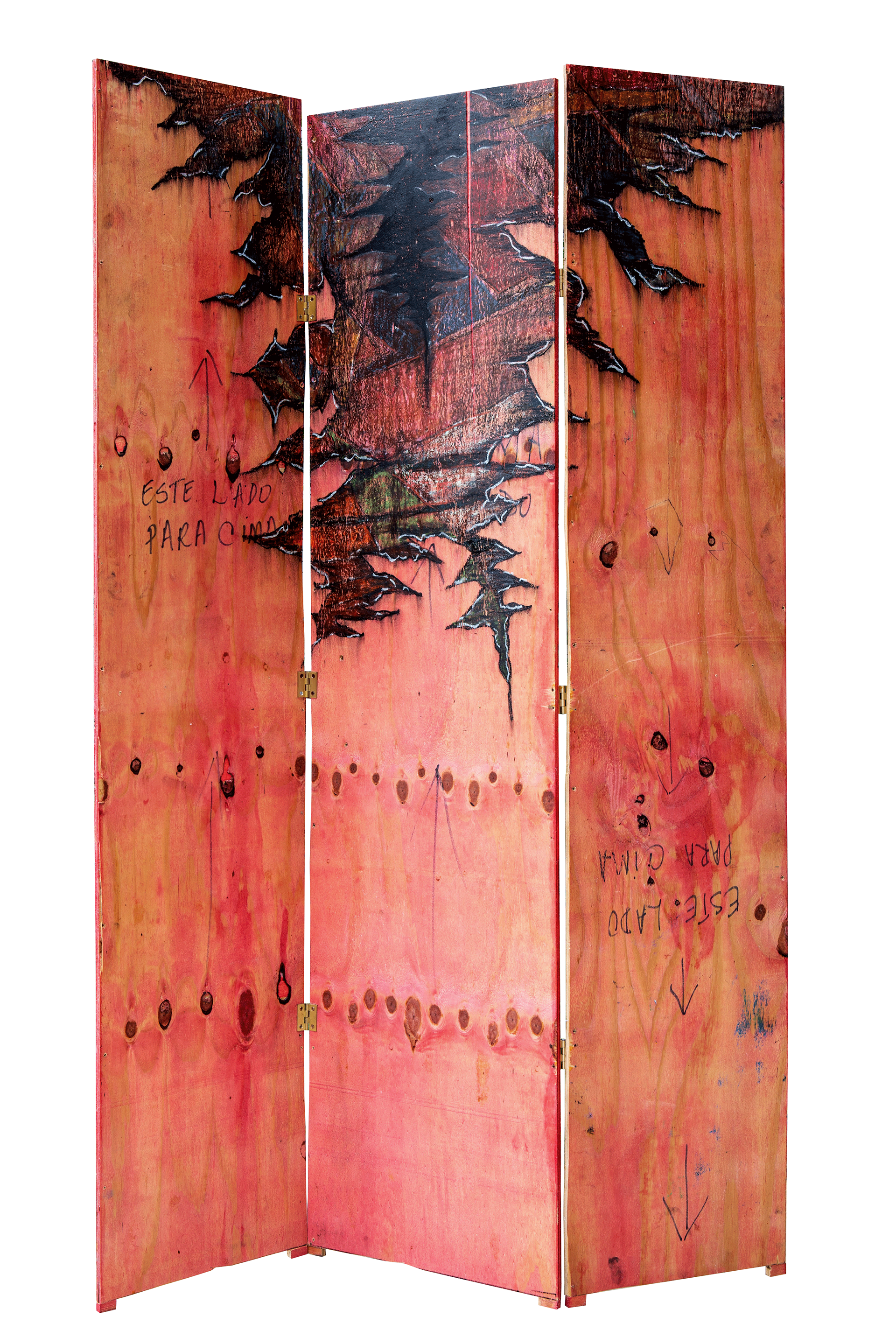 primeira nobre verdade III, 2021 | pastel seco e oleoso sobre madeirite biombo | 1,68 x 1 m