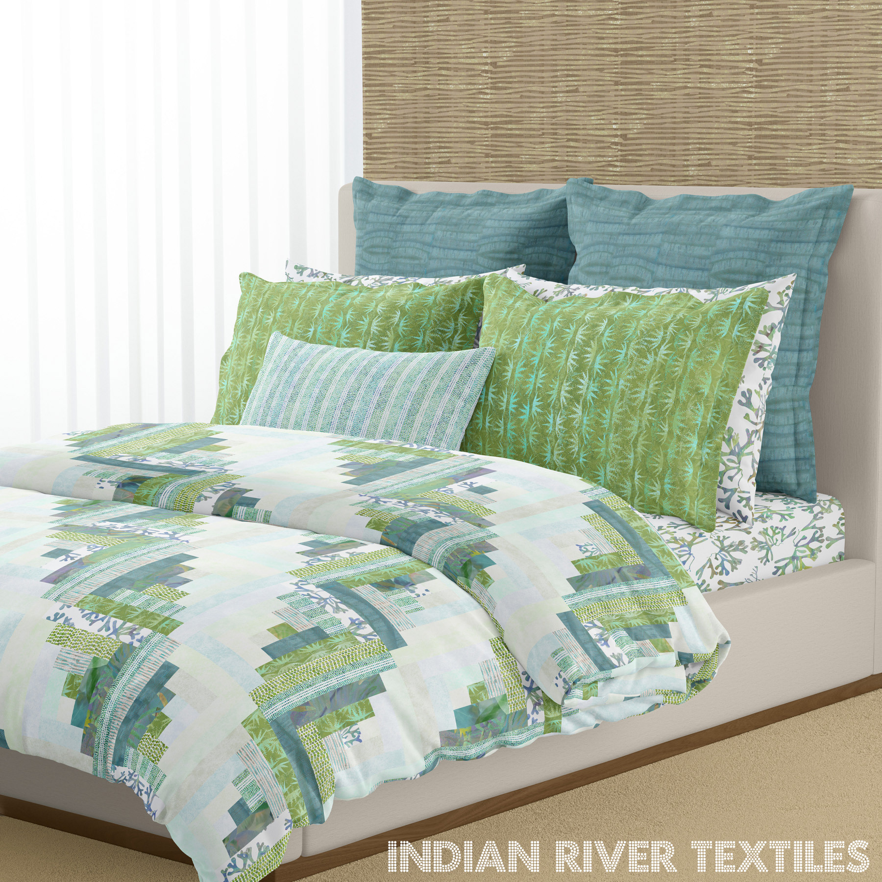Log Cabin Quilt Green