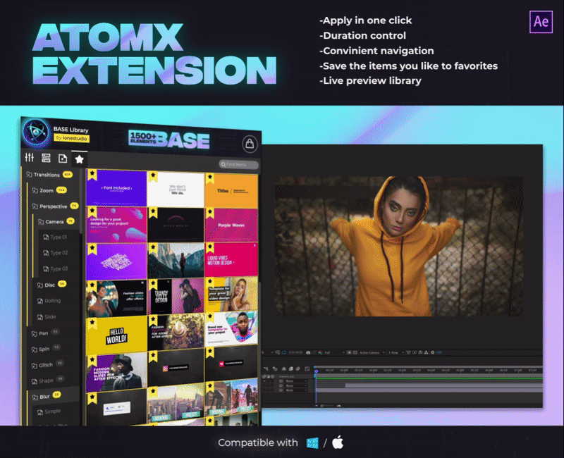 소프트웨어_AFTEREFFECT 영상편집 프리셋 플러그인(ATOMX) 구축 및 대규모 프리셋을 구축