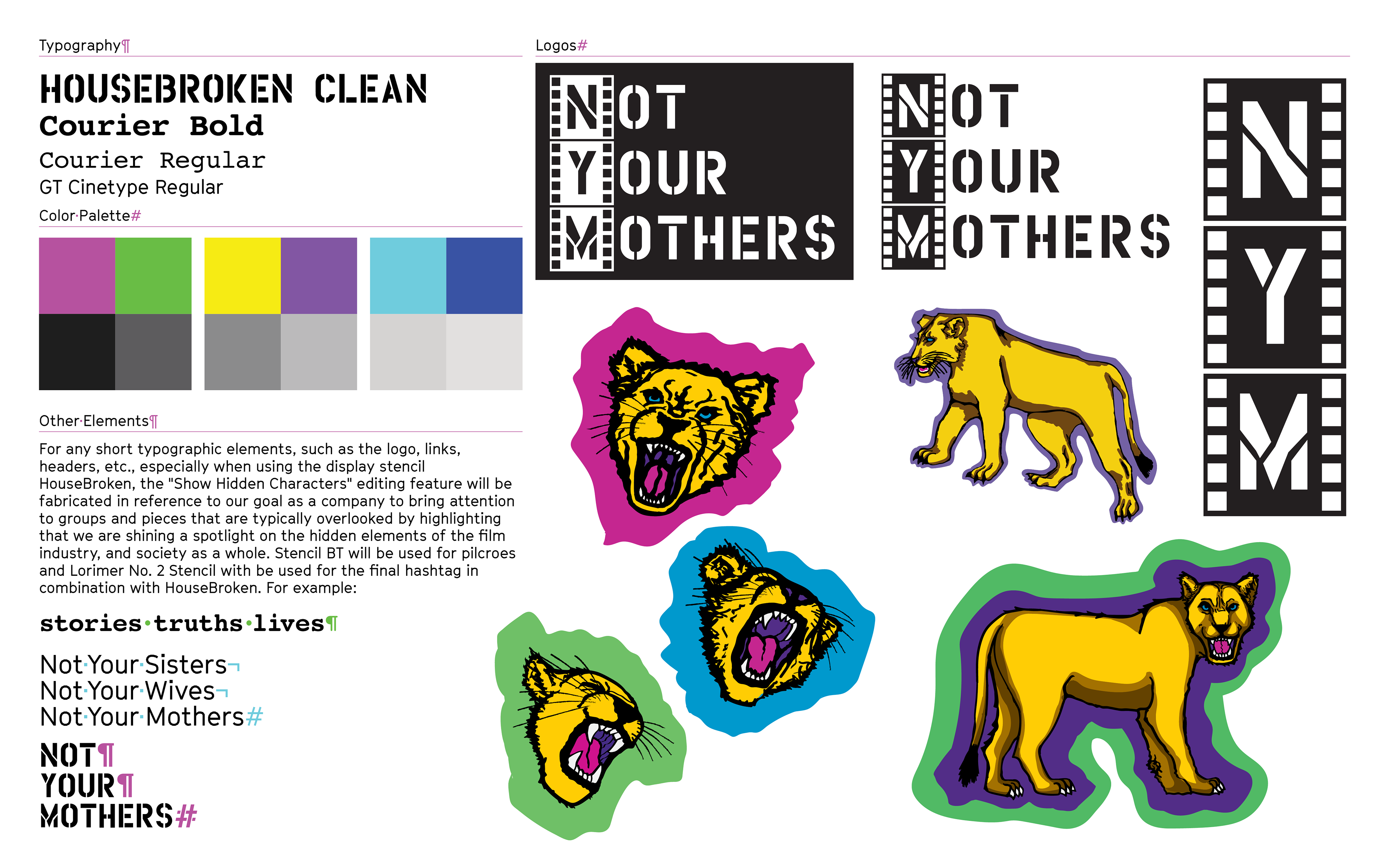 This style slide shows NYM's visual identity with clear distinction.