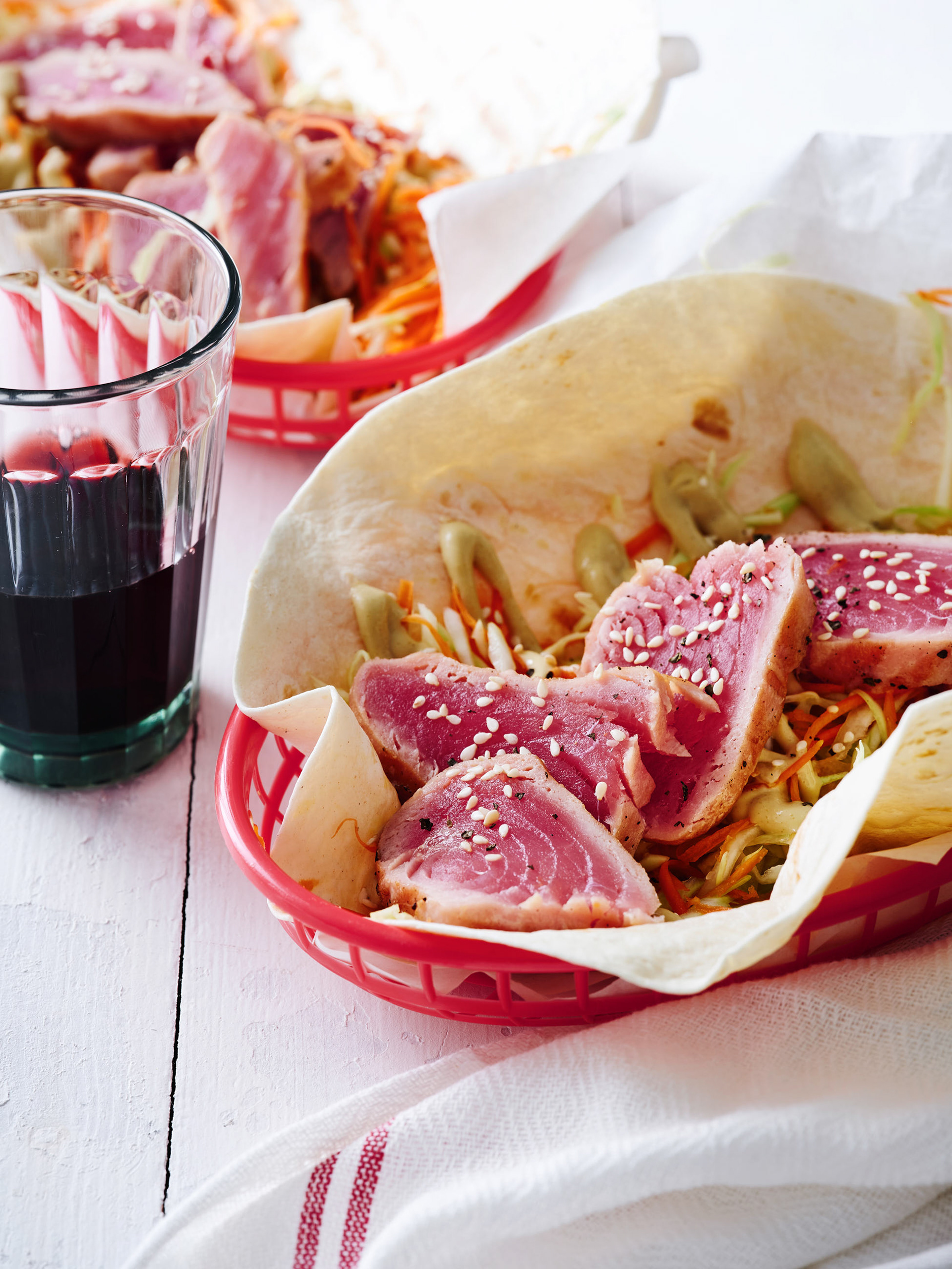 Seared Tuna Tacos with Wasabi Mayo