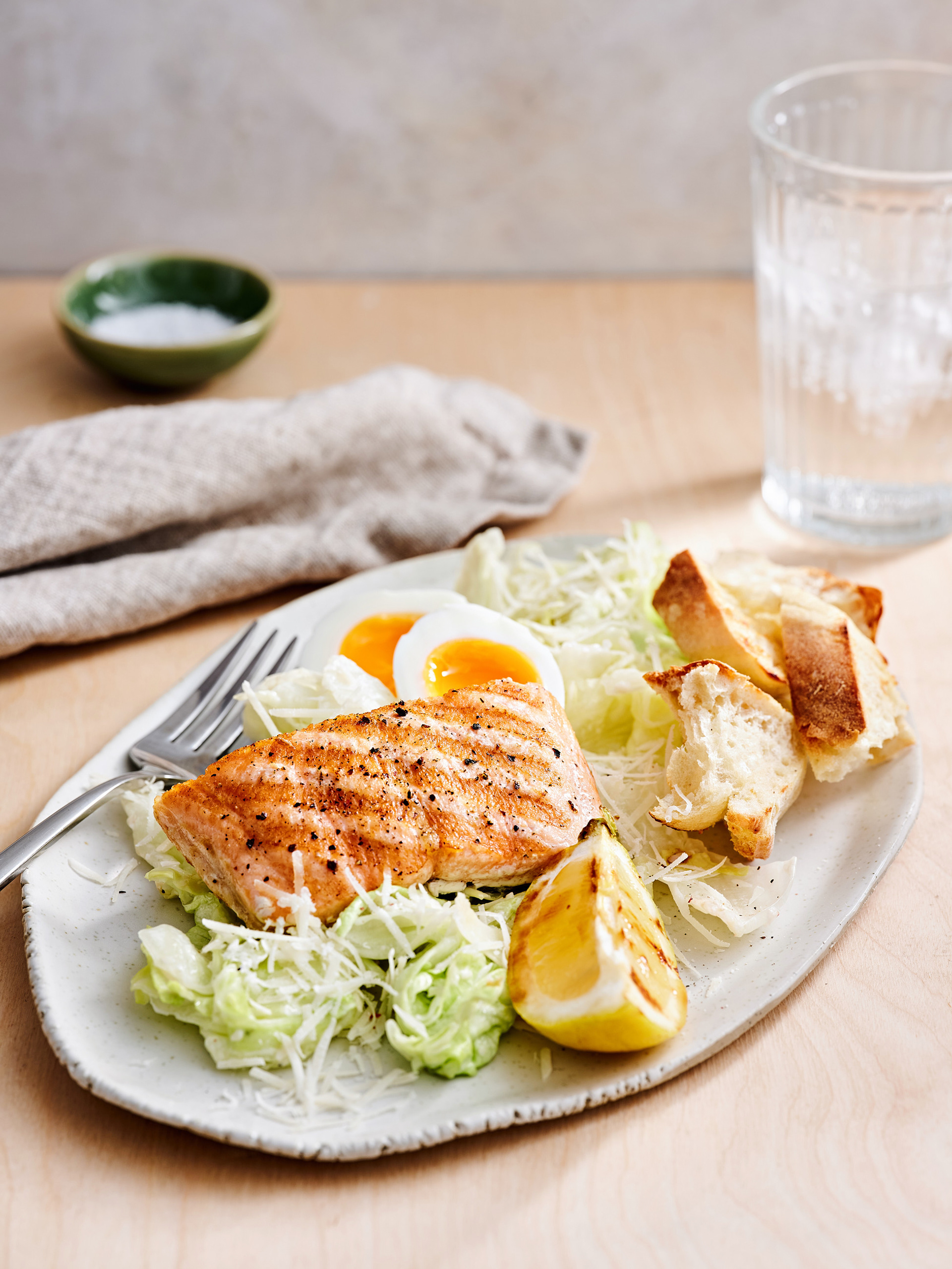 Caesar Salad with Grilled Salmon