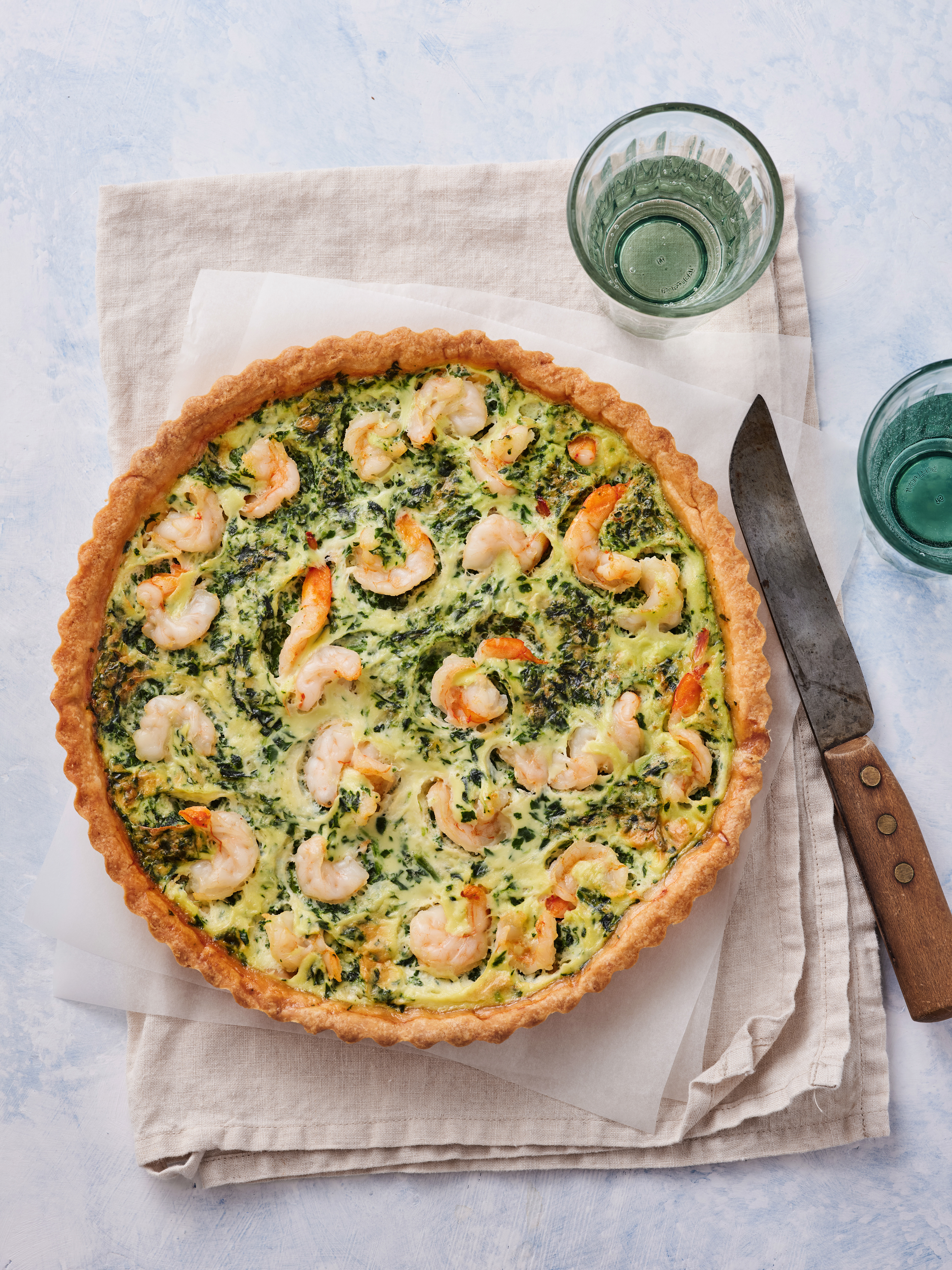 Spinach, Coconut Cream and Shrimp Quiche