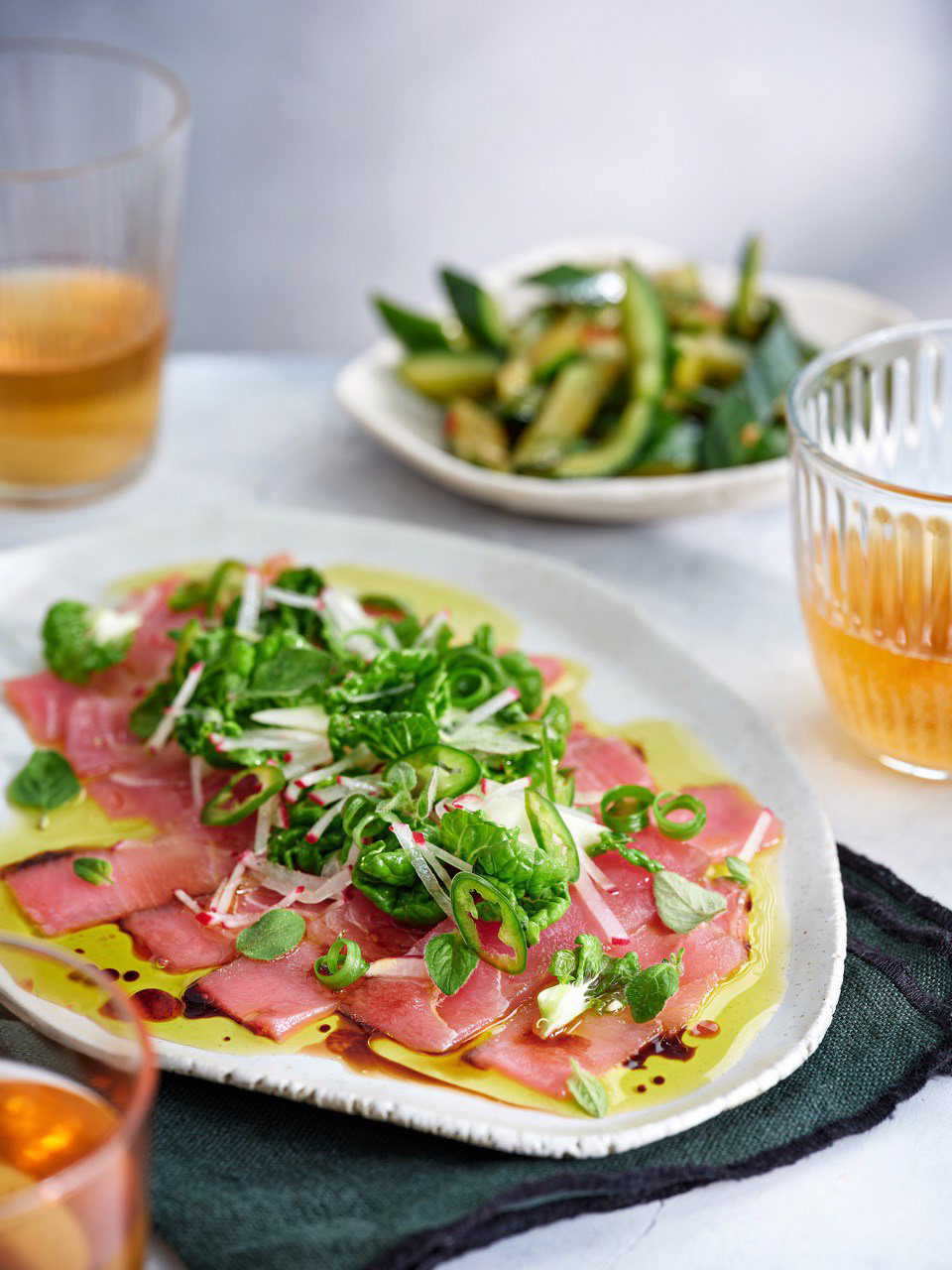 Tuna Carpaccio with Baby Bok Choy Salad