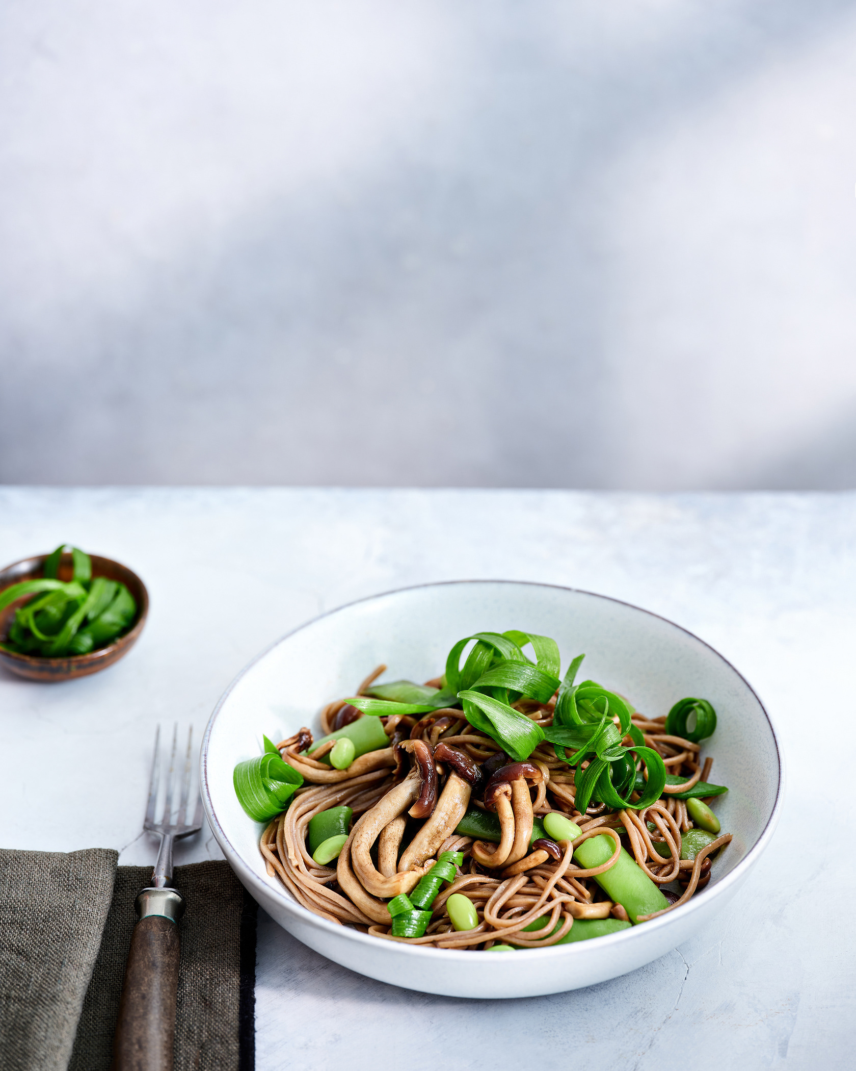 Soba Noodles with Edamame and Mushrooms