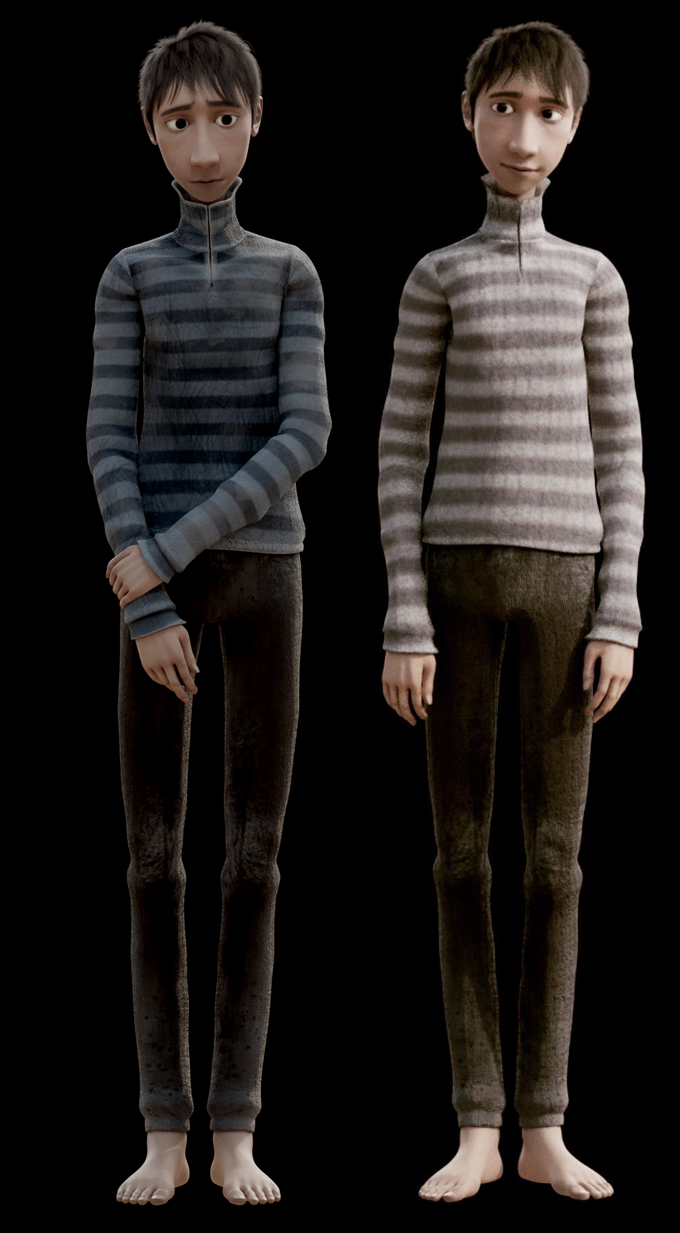 Pose study of the twins Theo and Nate. Although they share the same model and rig, their personalities are very different.