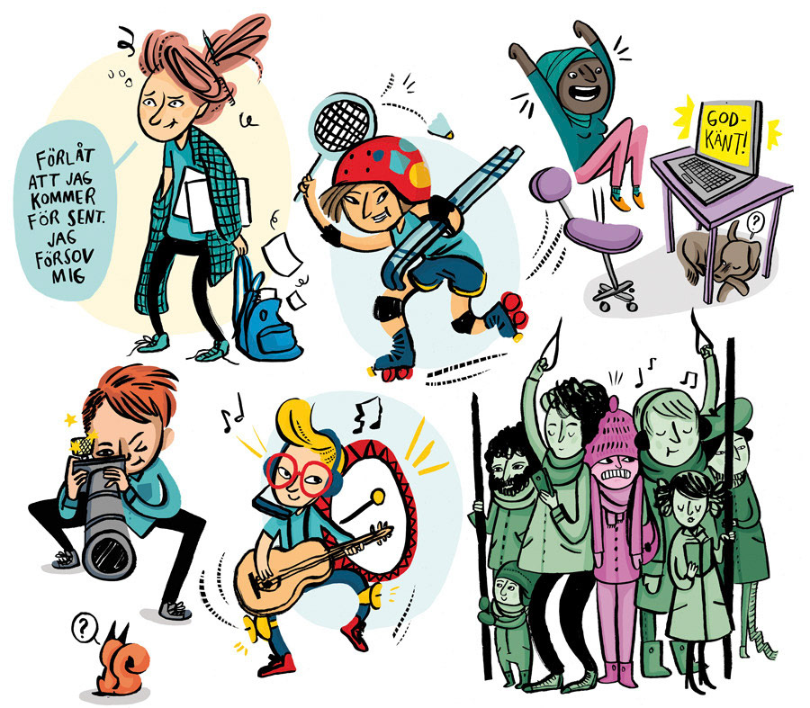 Illustrations for Precis- bookseries for learning swedish